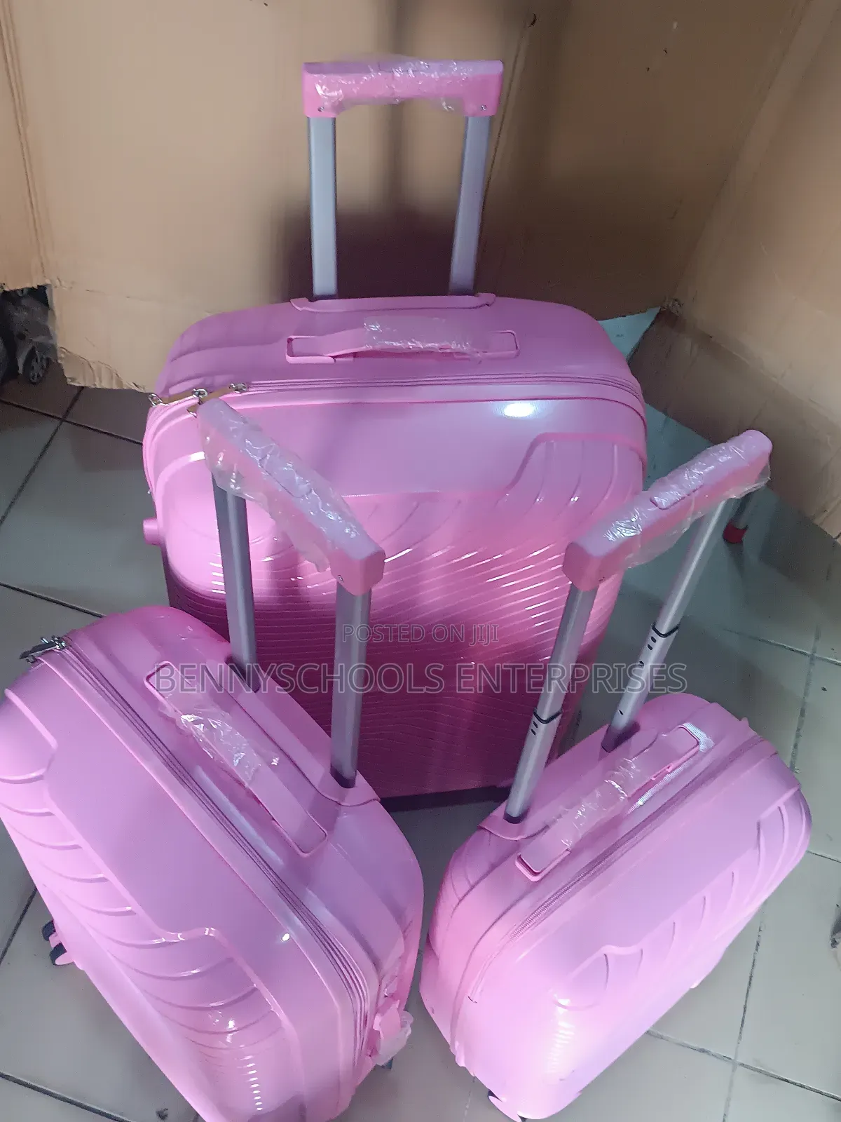 Goodpatner Pink Set of 4 Unbreakable Rubber Luggage Boxes
