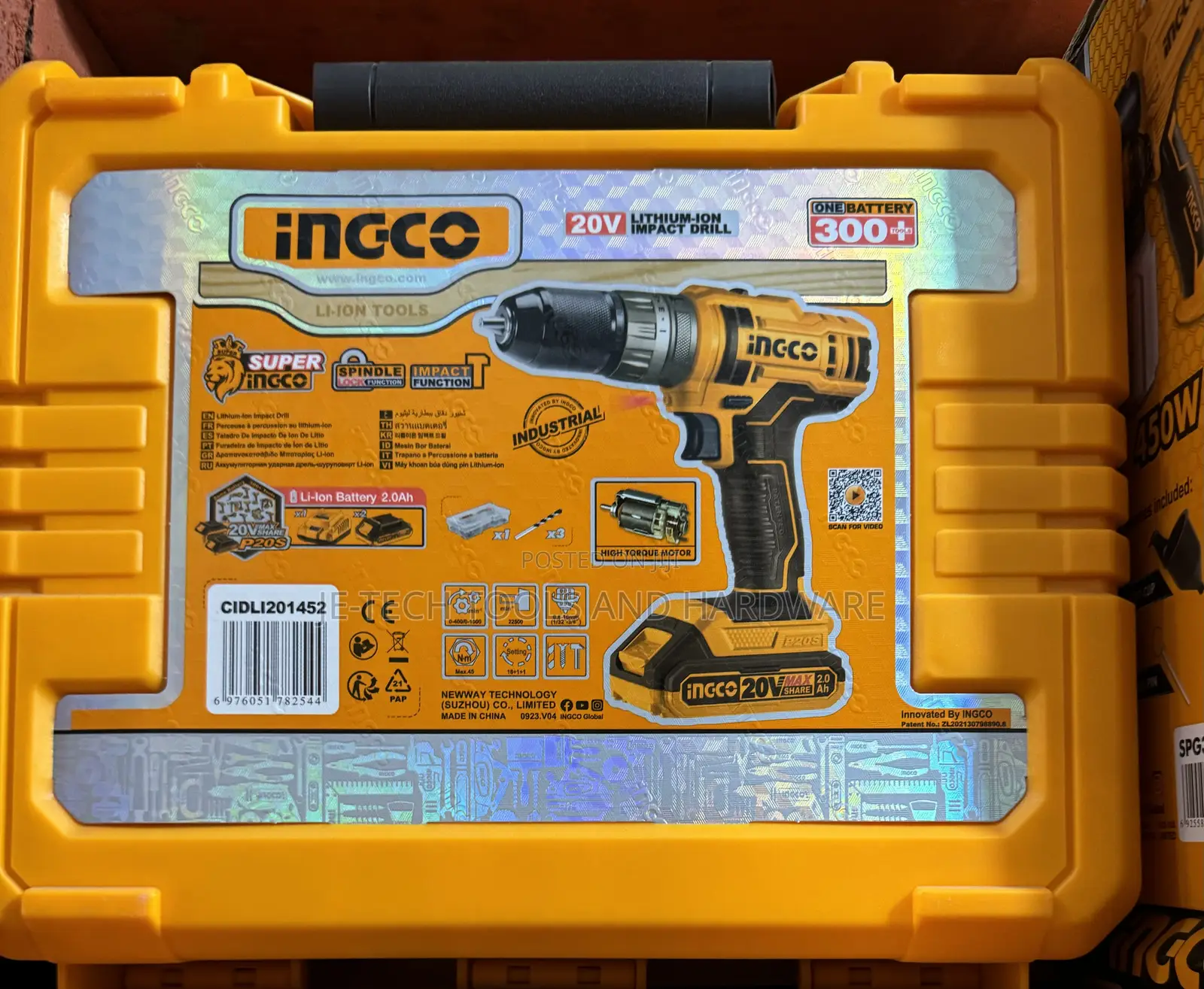 Ingco Lithium-Ion Cordless Hammer Drill 20v 10mm