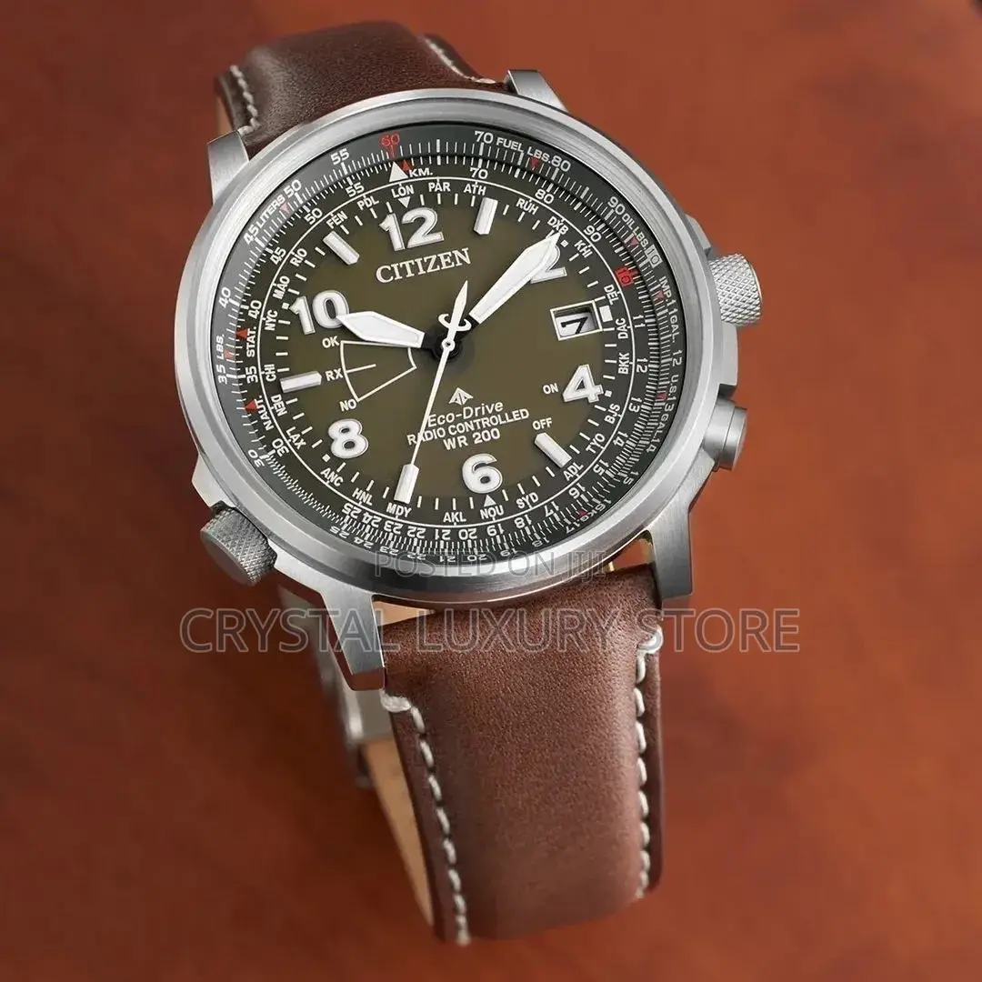 Authentic Casio Citizen Luxury Genuine Leather Wristwatch