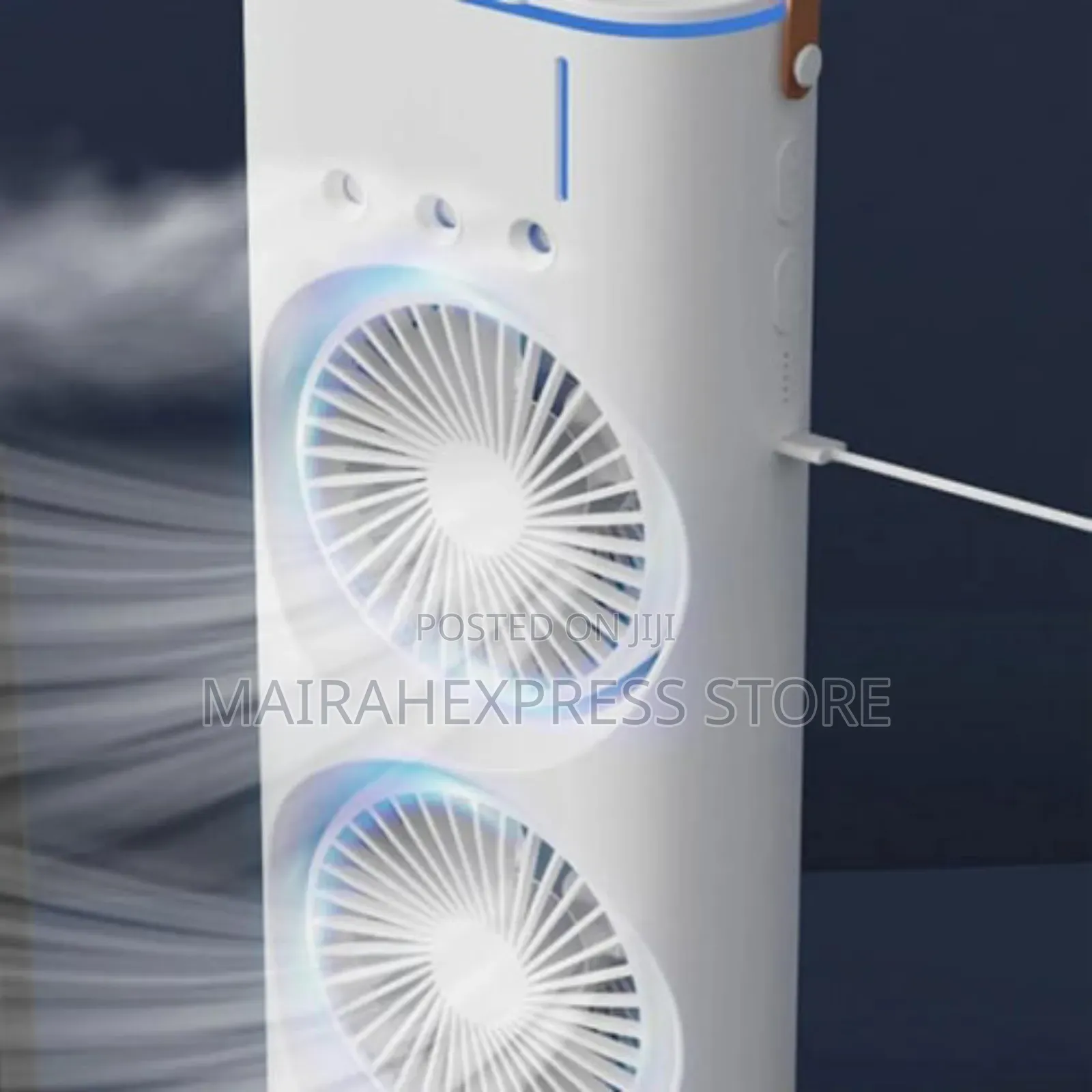 Rechargeable Rotating Fan With Humidifier and Night Light