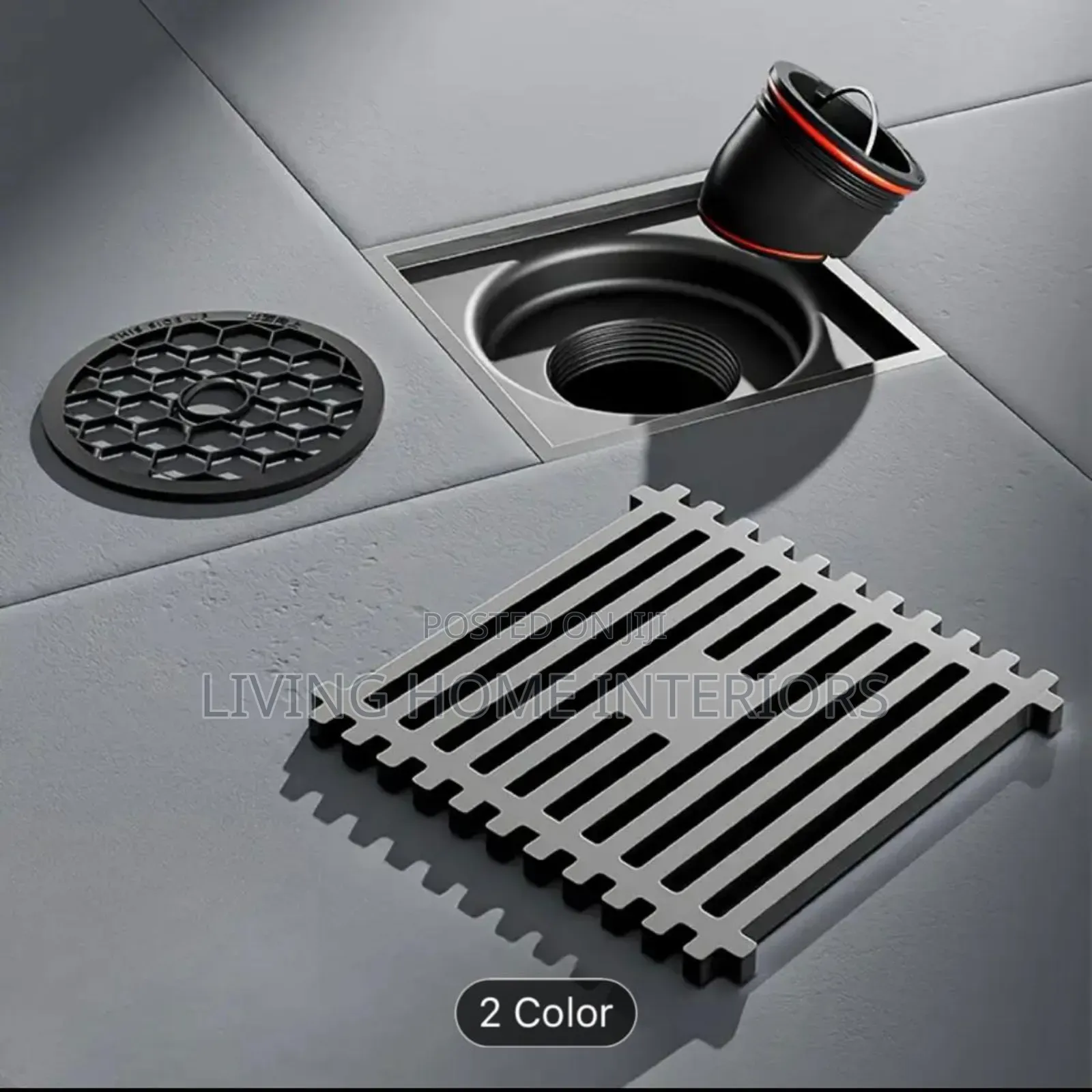 10cm Matt Black Floor Drain 