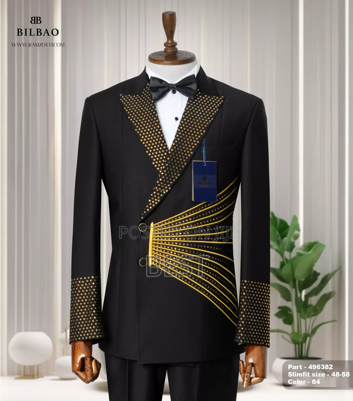 Bilboa Luxury Seremonial Stone Black Suits Sizes Available