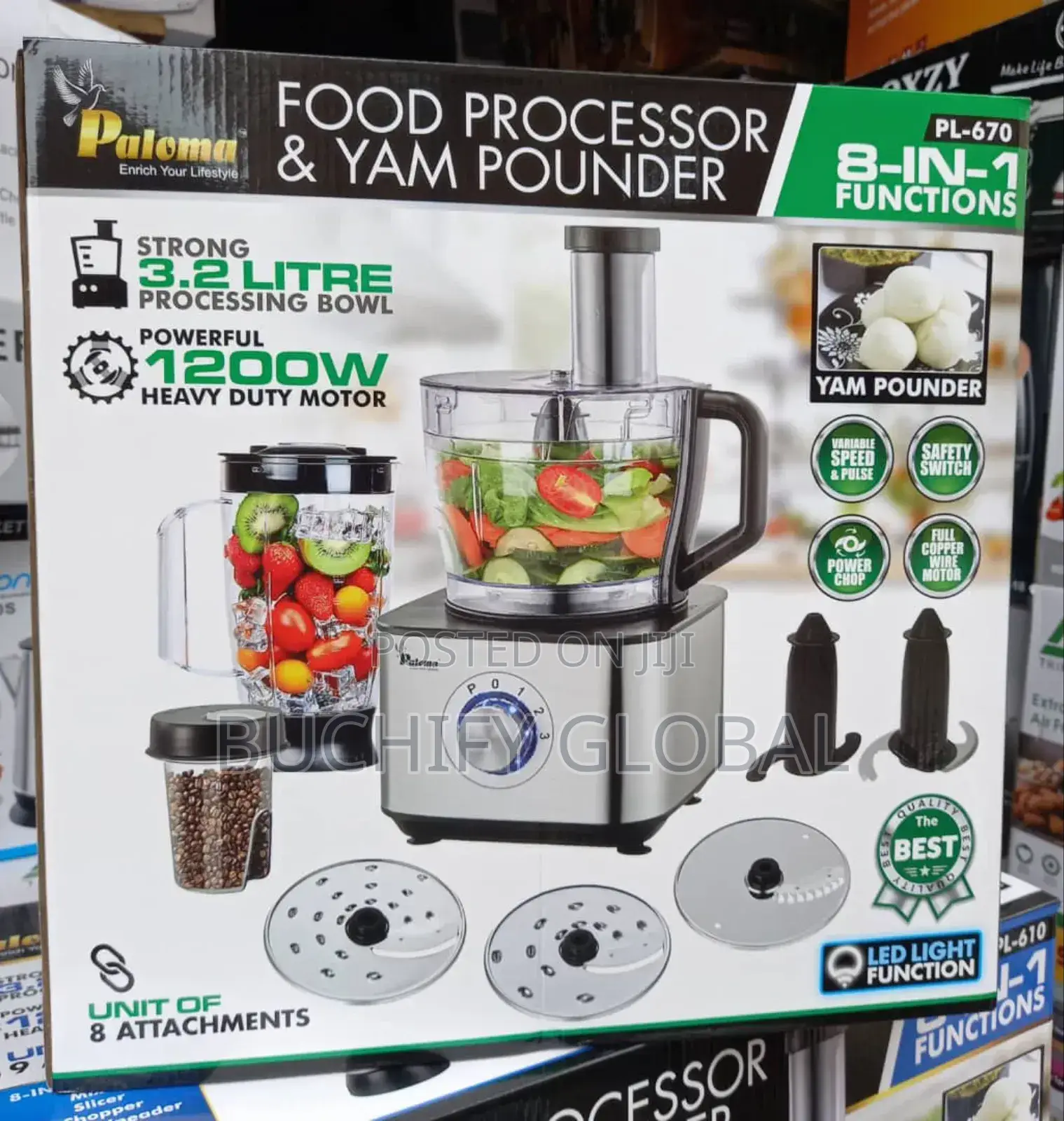 Paloma Food Processor/Yam Pounder 1200 Watts