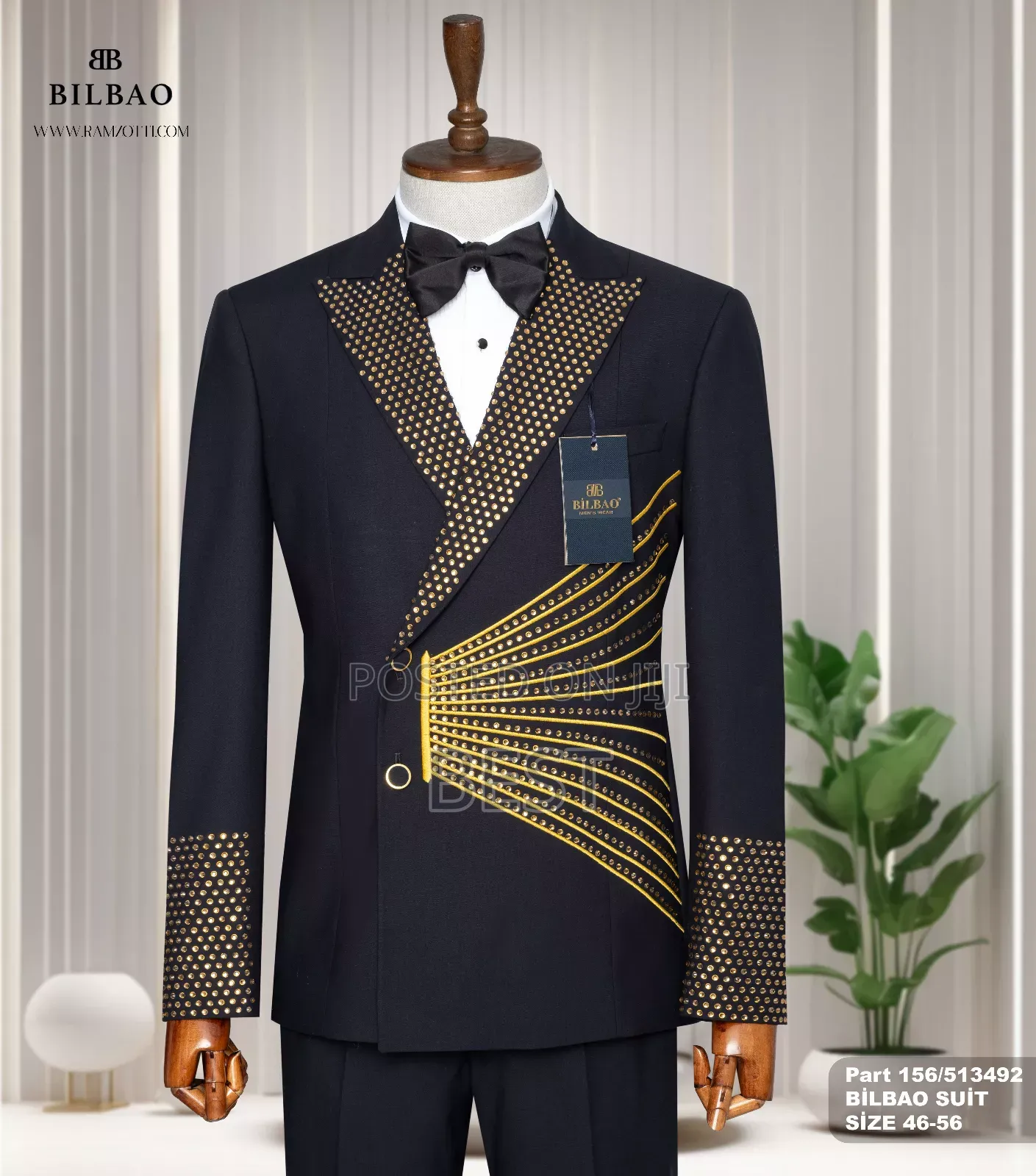 High Luxury Bilboa Seremonial Stone Nevy Blue Suits 46-58