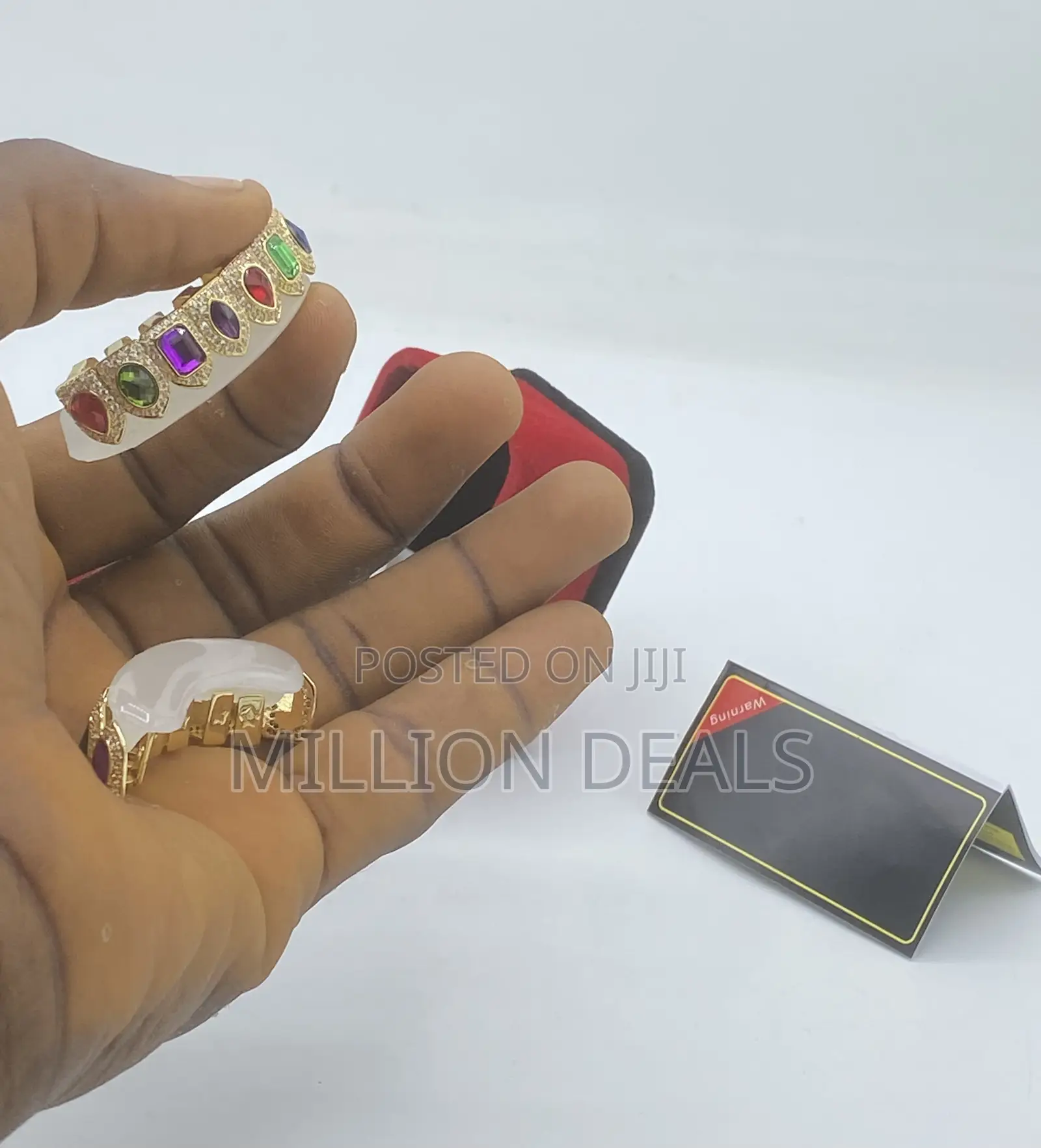 Iced Studs Luxe Pattern Gold Teeth Grills