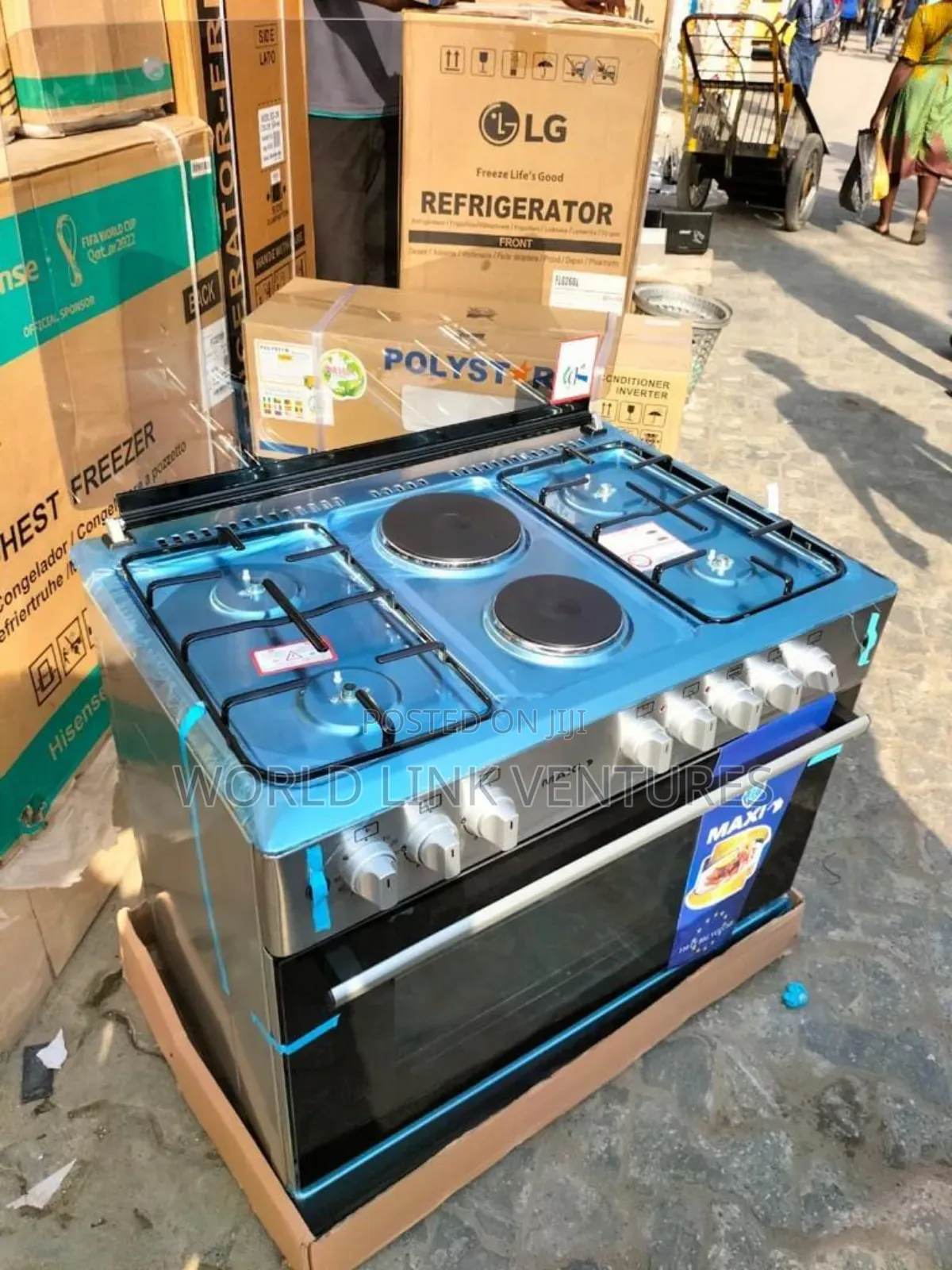 Maxi 6 Burners Gas Cooker Stainless Steel Body