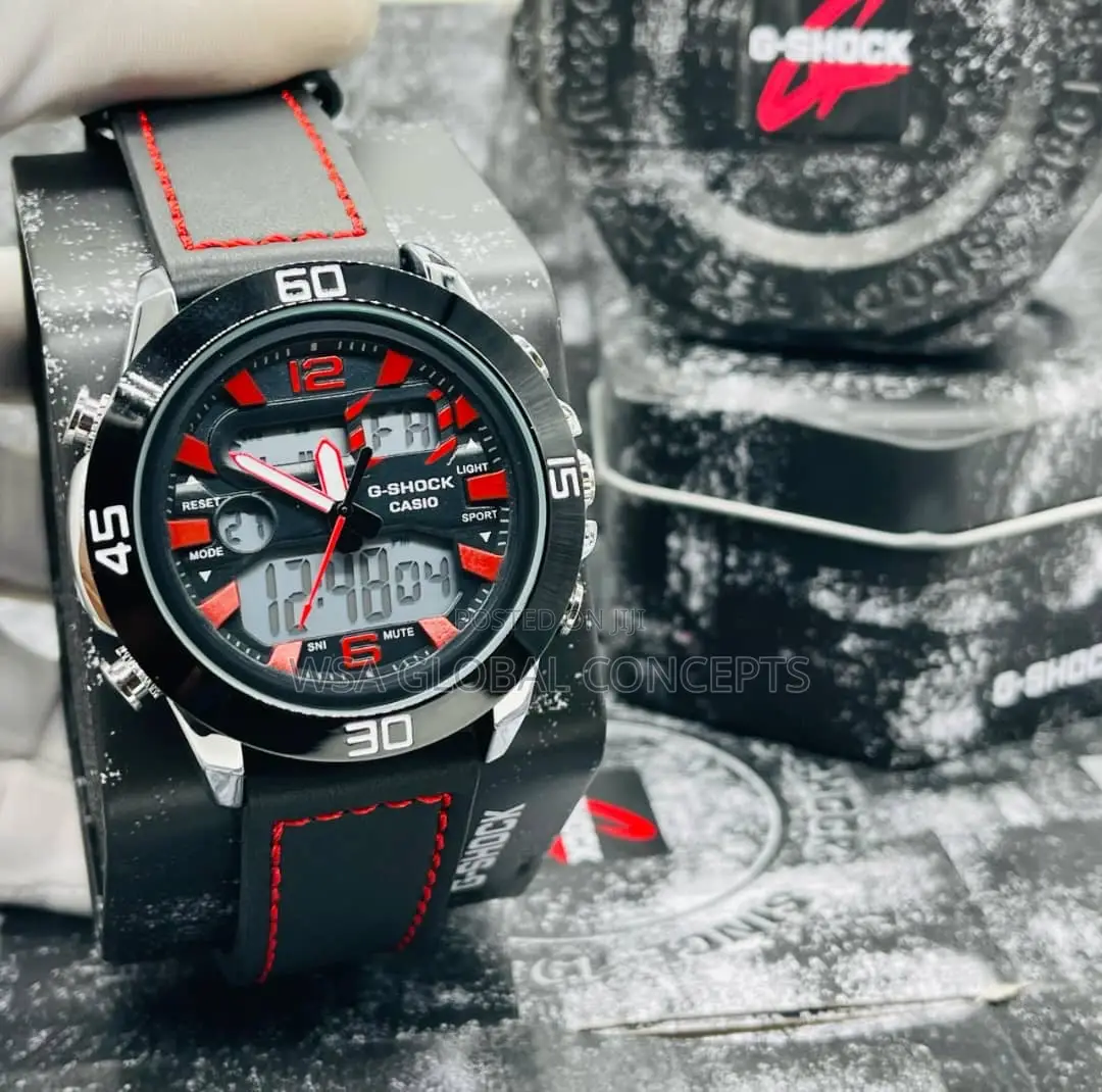 Leather Dual Time Gshock Wristwatch With Box