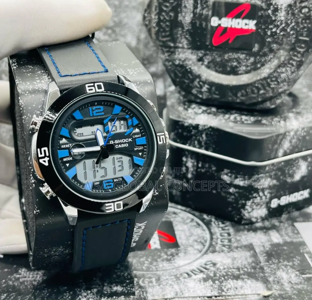 Leather Dual Time Gshock Wristwatch With Box