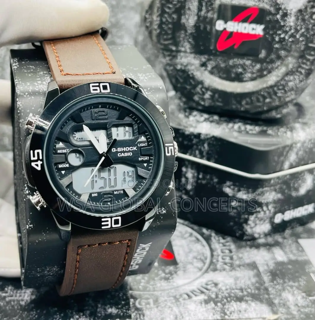 Leather Dual Time Gshock Wristwatch With Box