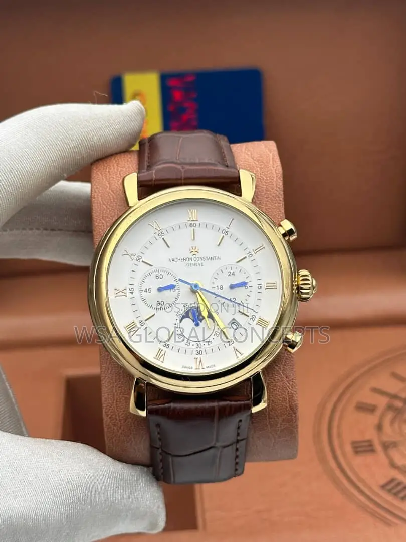 Vacheron Moonphase Dial Chronograph Working Leather