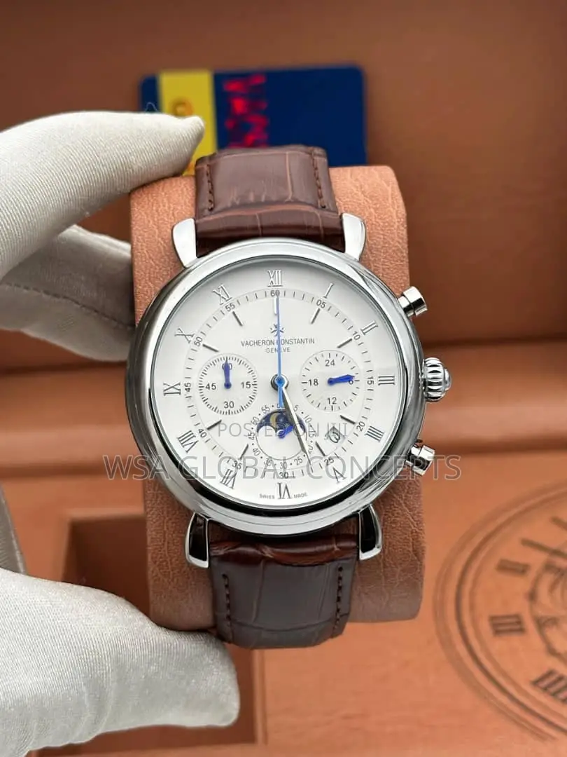 Vacheron Moonphase Dial Chronograph Working Leather