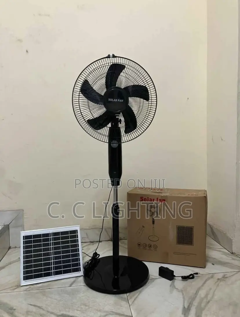 Rechargeable Solar Fan 16 Inches Black
