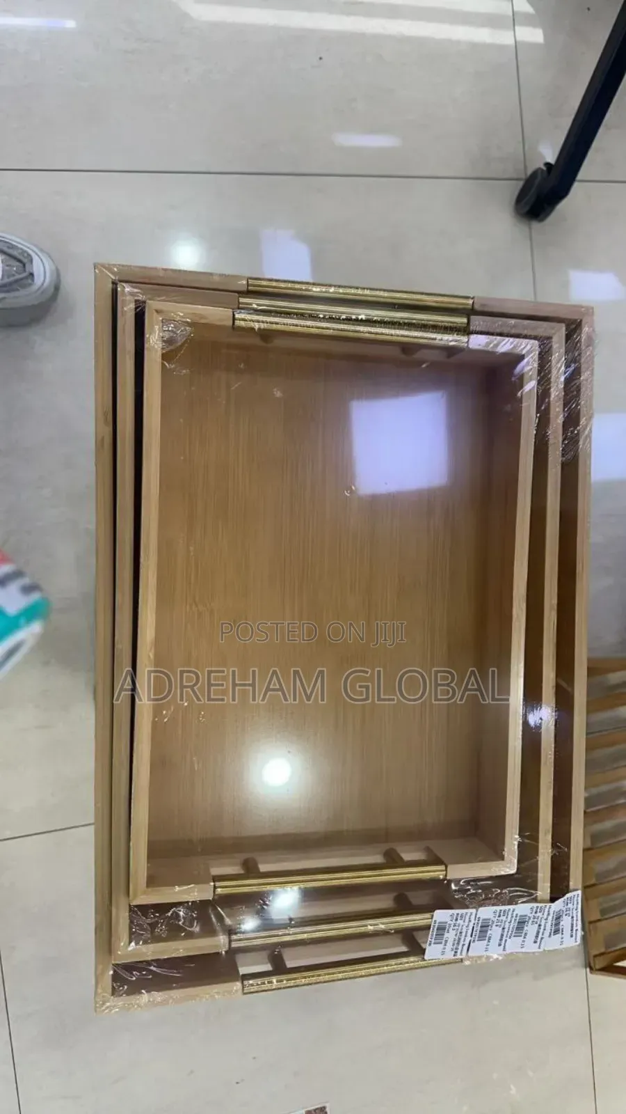 Rectangle Gold Handle Tray