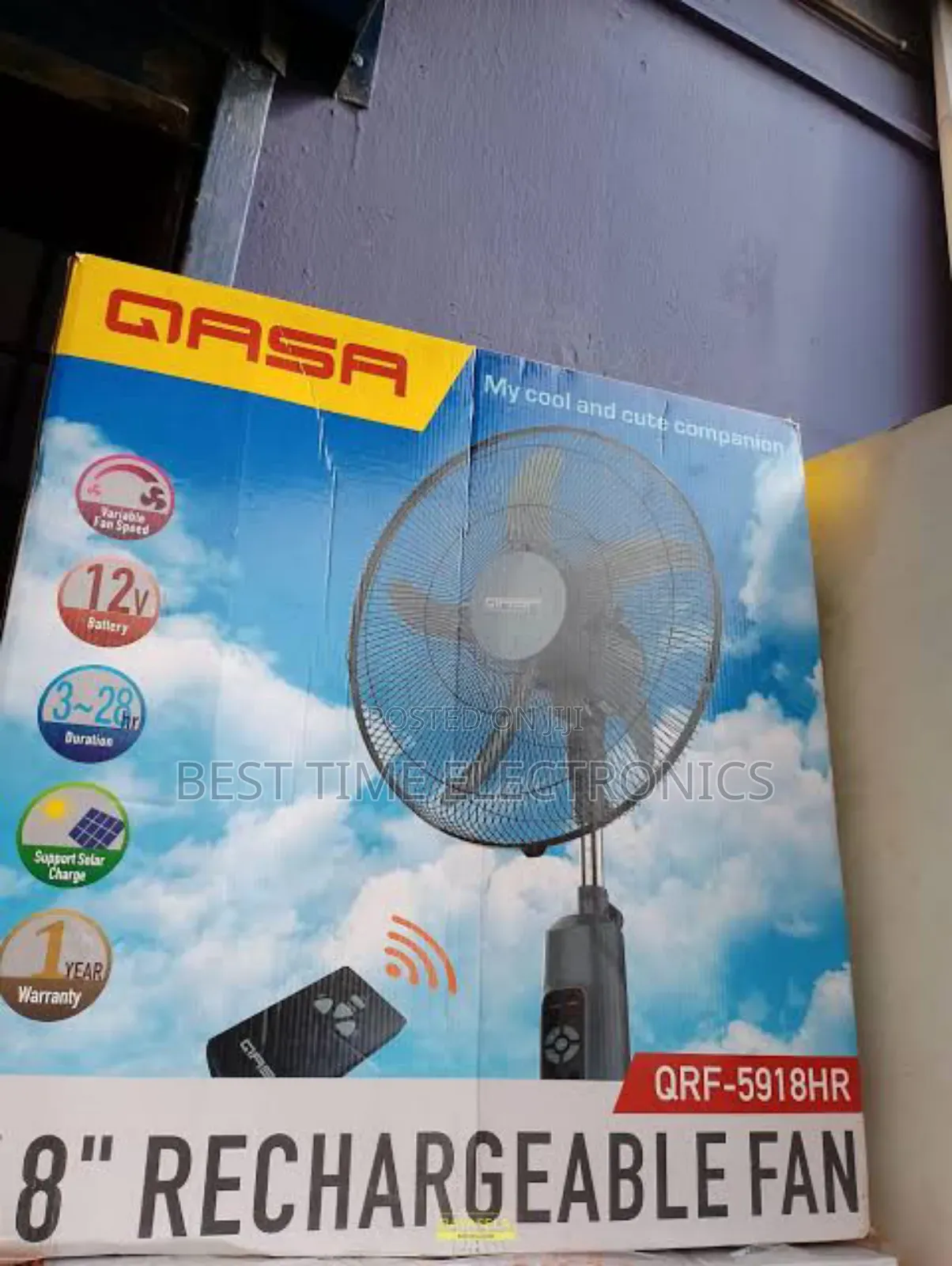 18" Qasa Rechargeable Standing Fan