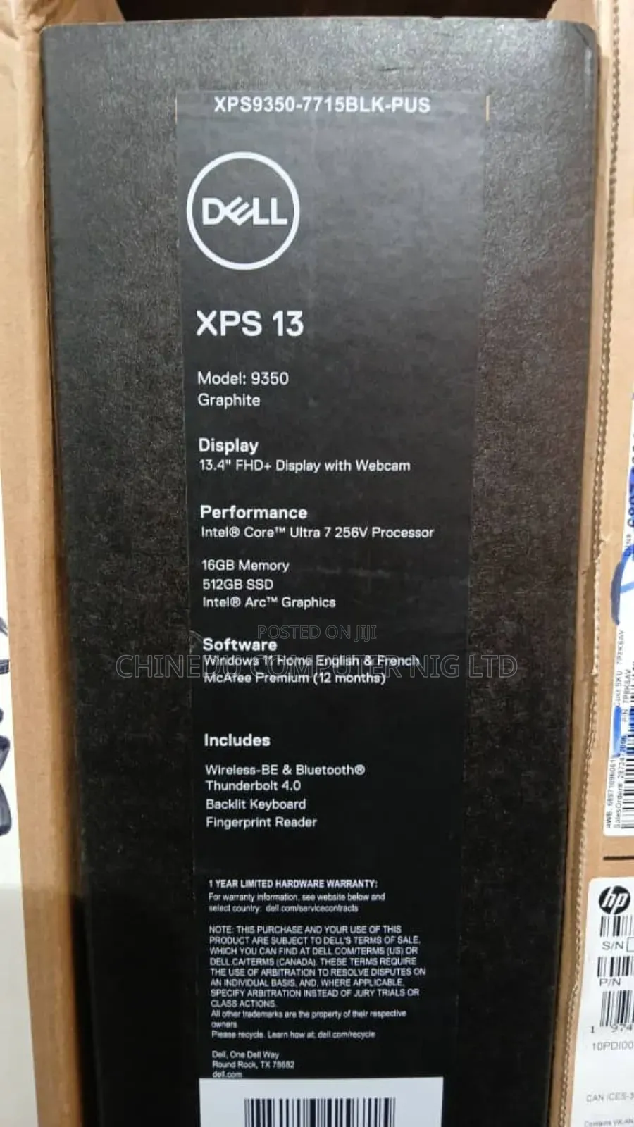 New Laptop Dell XPS 13 9350 16GB Intel Core Ultra 7 SSD 512GB