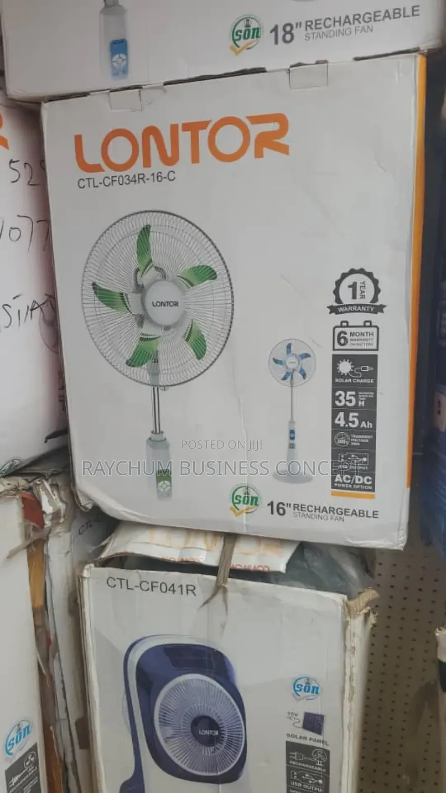 Lontor 16inches Rechargeable Fan With Solar,Usb Supported