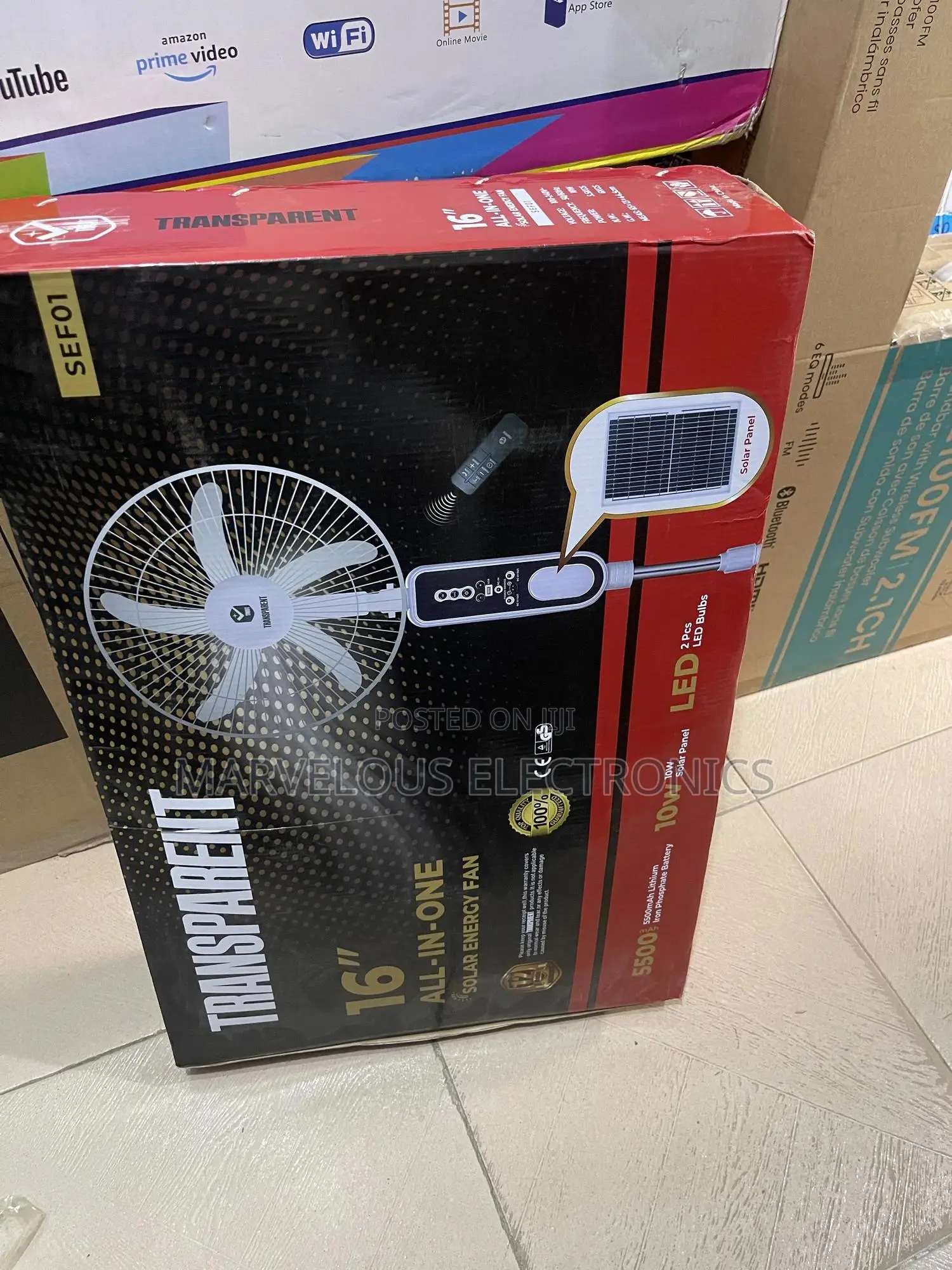 Brand New Transperent 16inch Rechargeable 10wat Fan