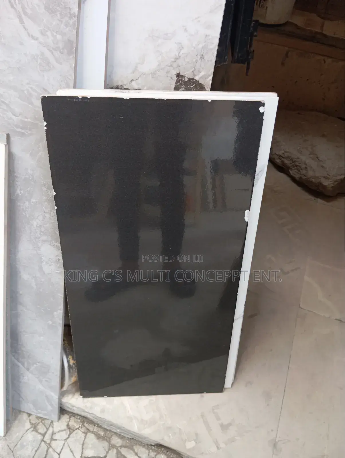 30x60 Plain Black Polish Wall Tiles