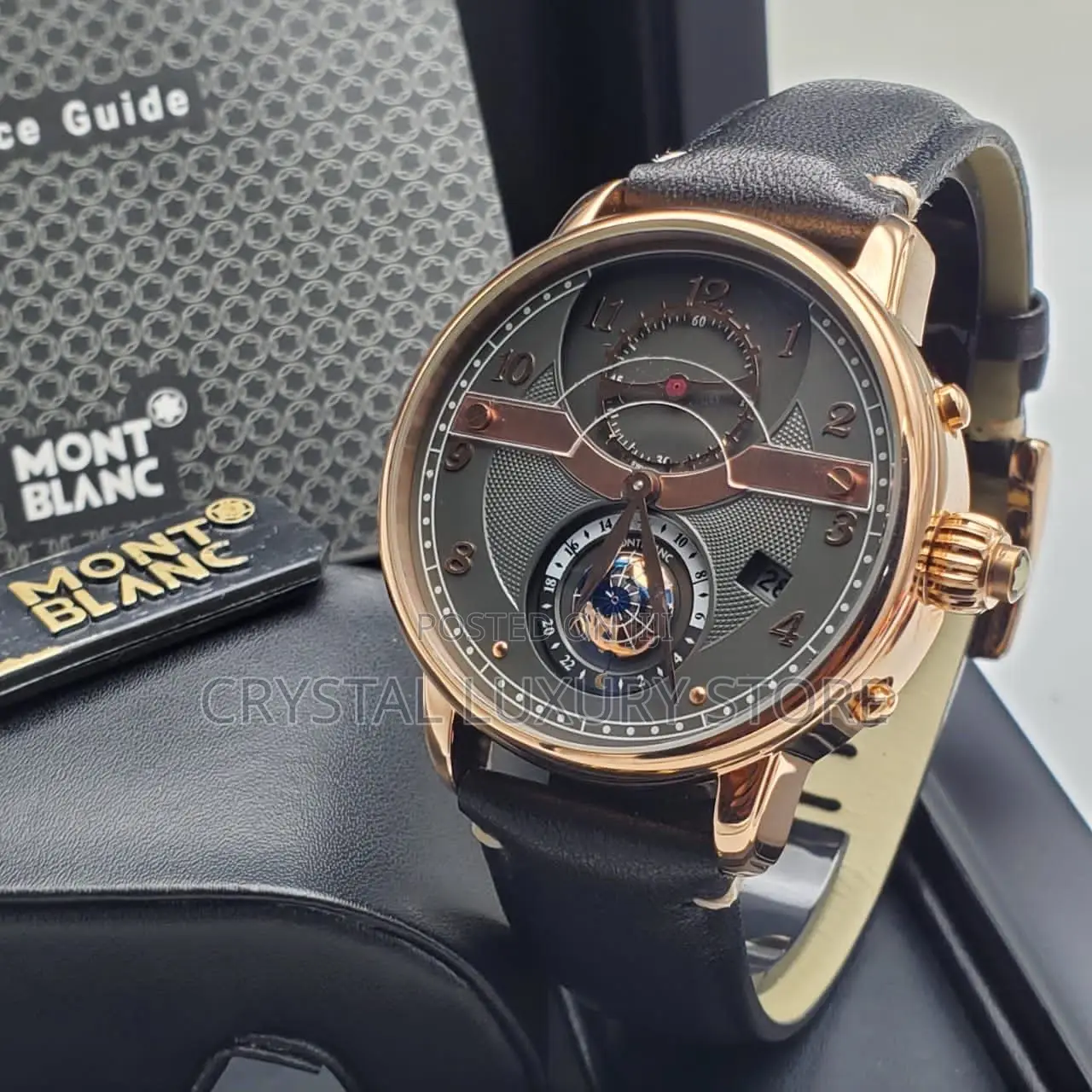 Mont Blanc Quality Luxury Men Genuine Leather Wristwatch