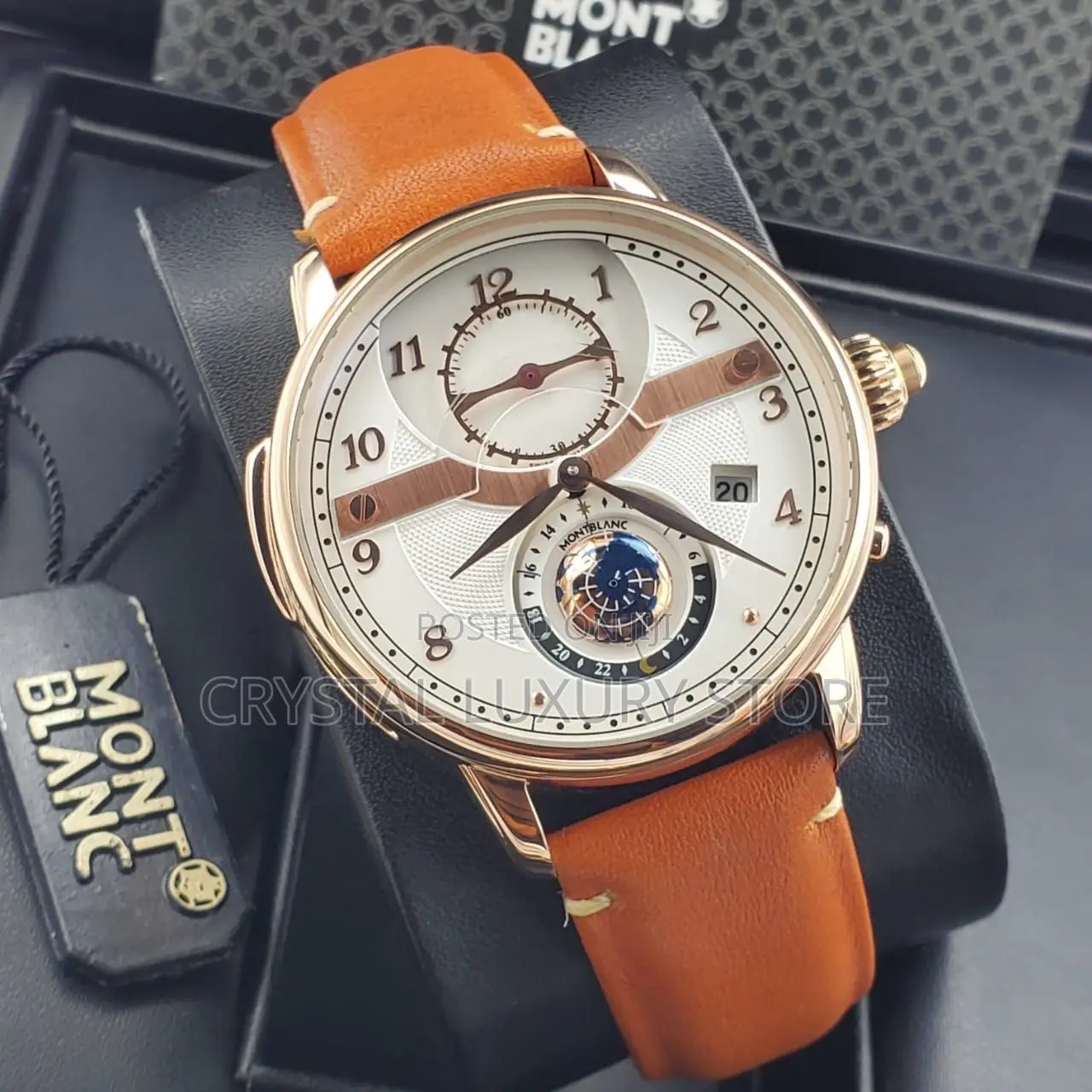 Mont Blanc Quality Luxury Men Genuine Leather Wristwatch