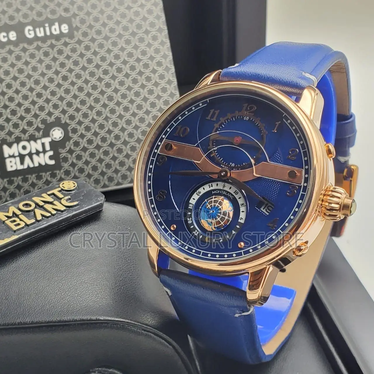 Mont Blanc Quality Luxury Men Genuine Leather Wristwatch