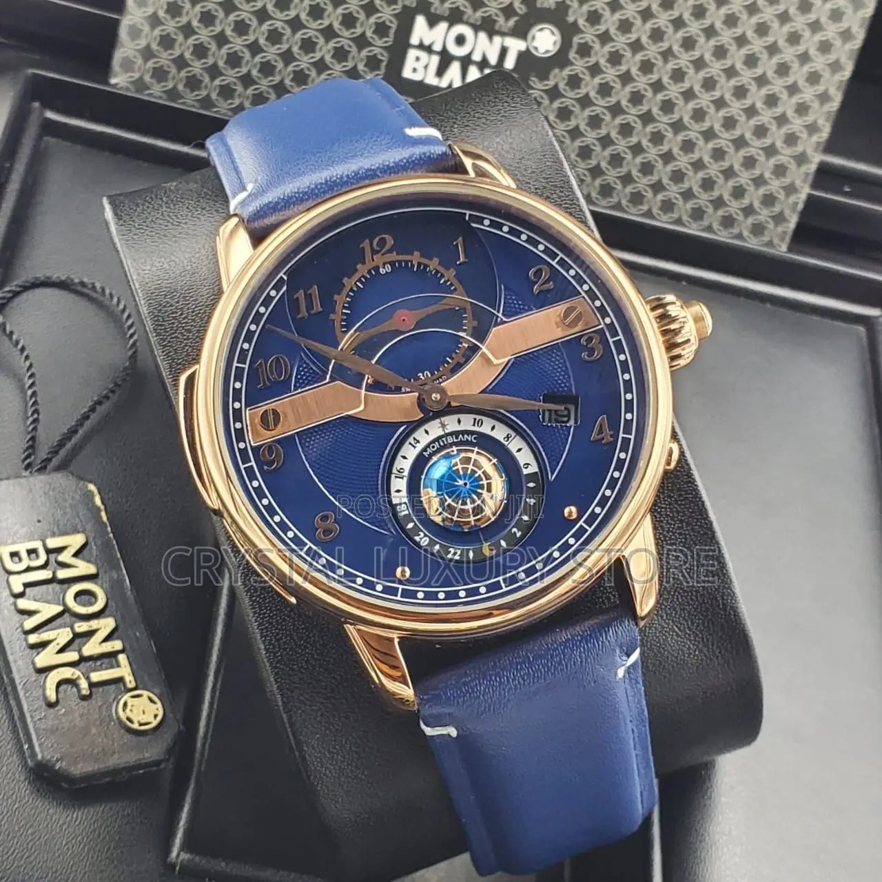Mont Blanc Quality Luxury Men Genuine Leather Wristwatch