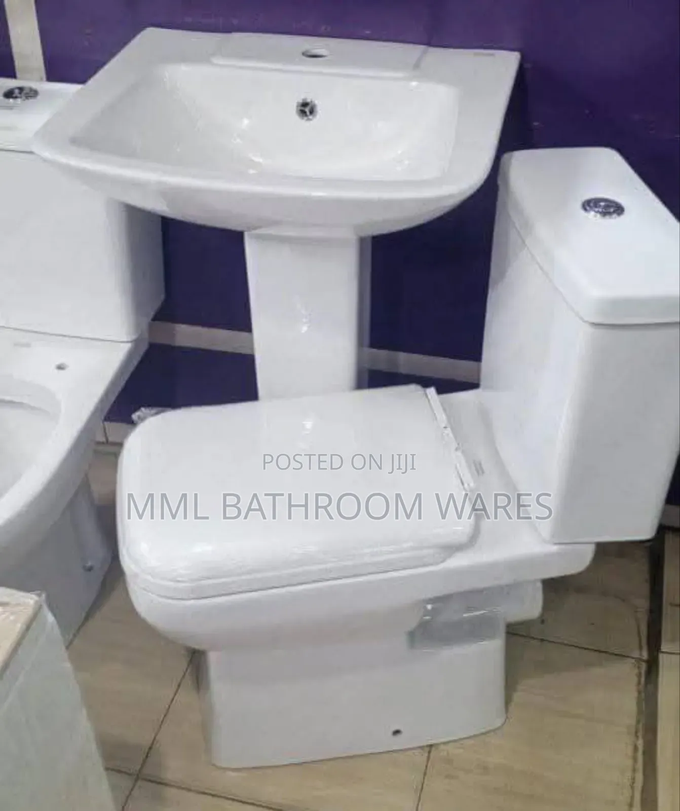 Wc Toilet Seat, Tank and Pedestal Basin