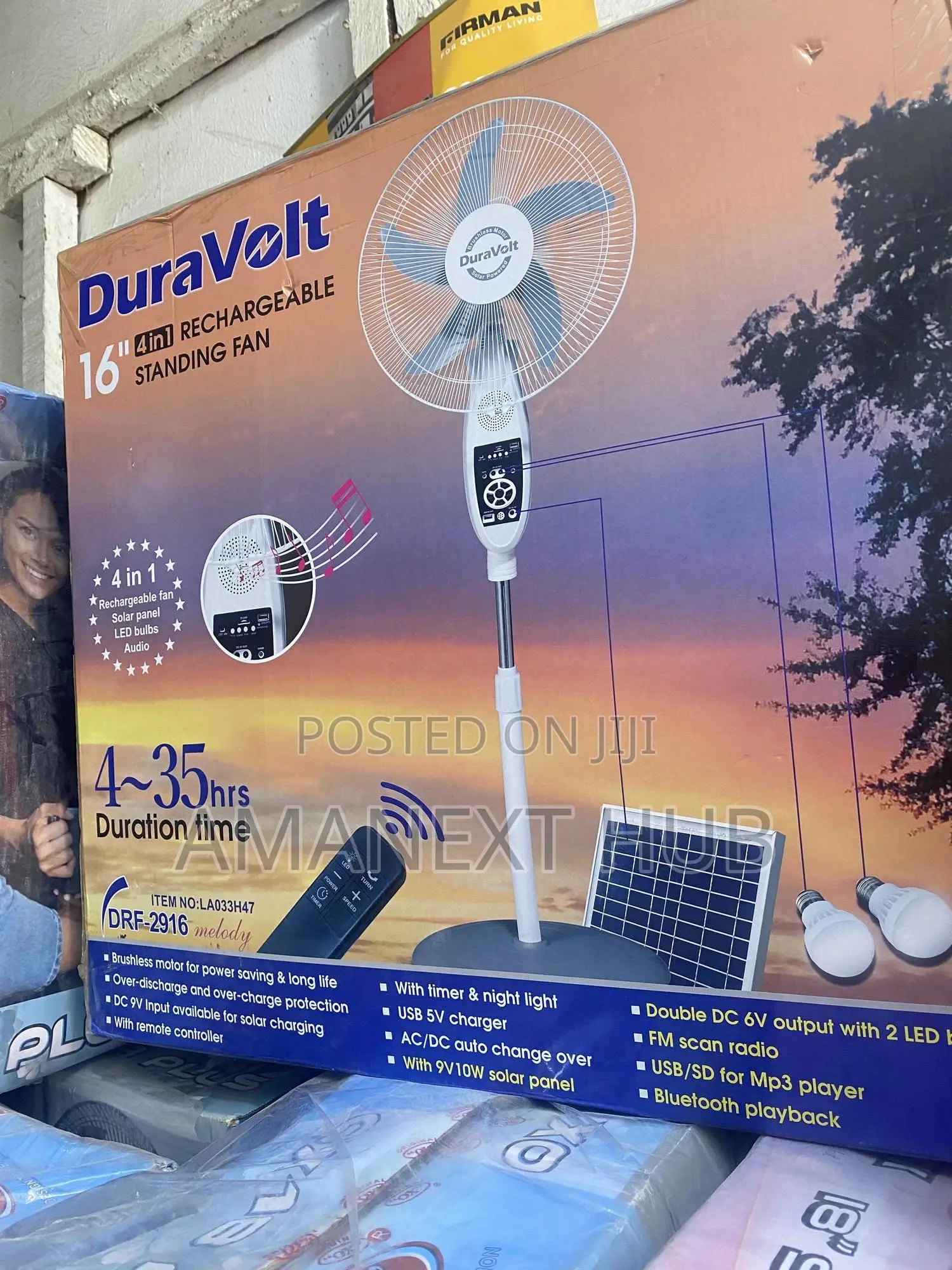 Duravolt Rechargeable/Solar Fan