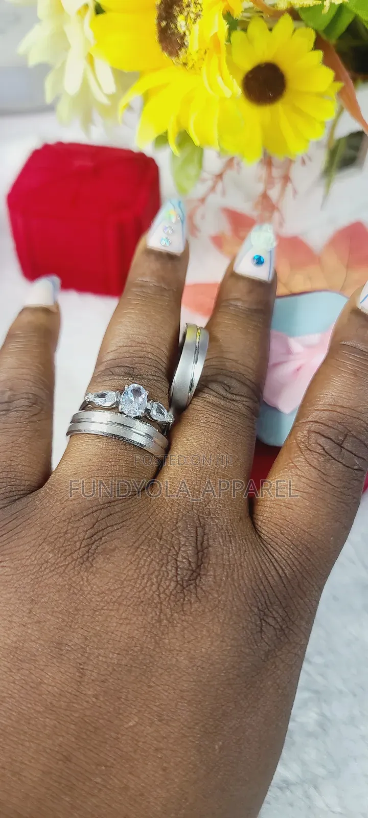 Trio Titanium Wedding Set