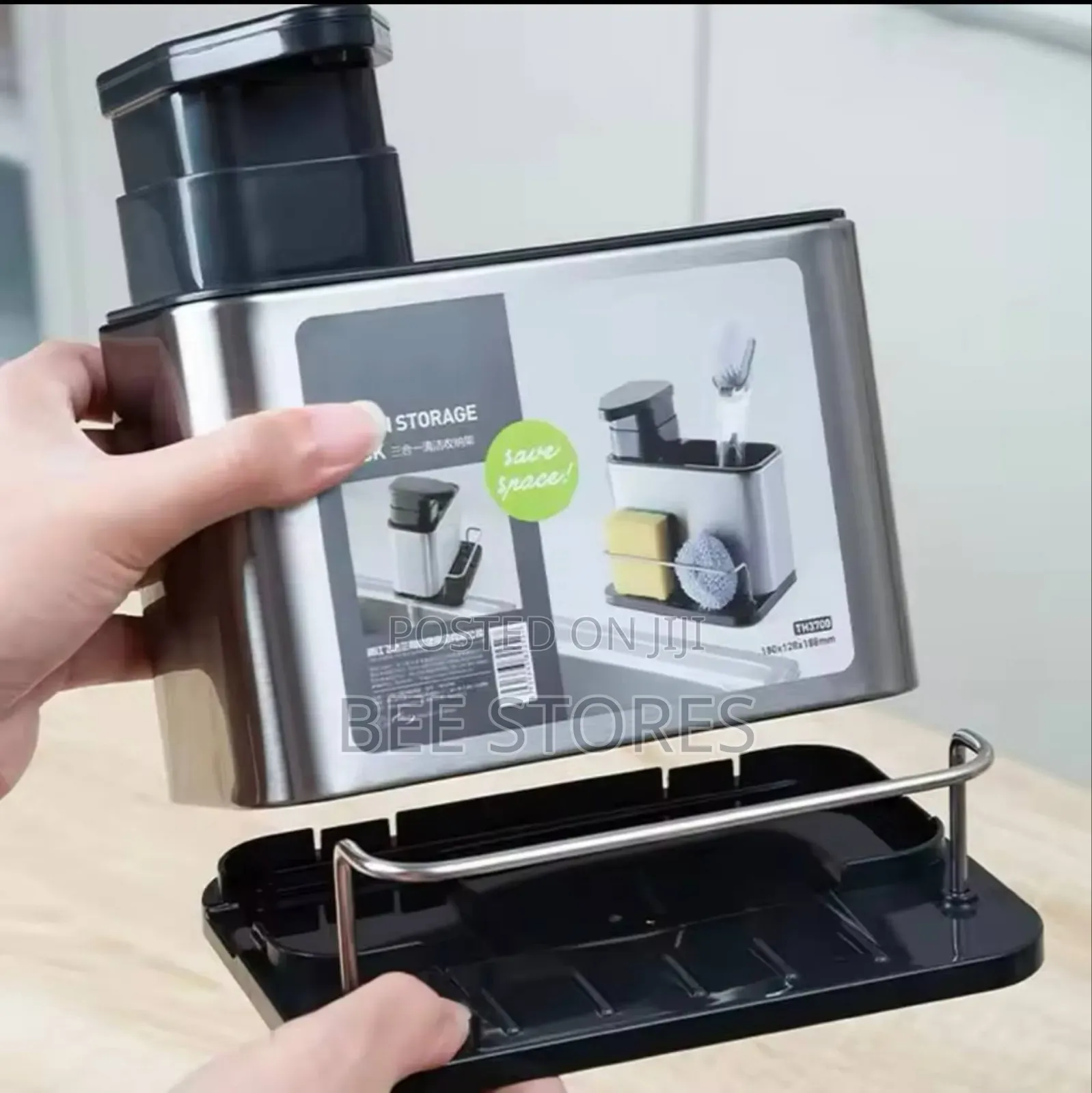 Sink Tidy Clean Storage Rack Sponge Holder Soap Dispenser