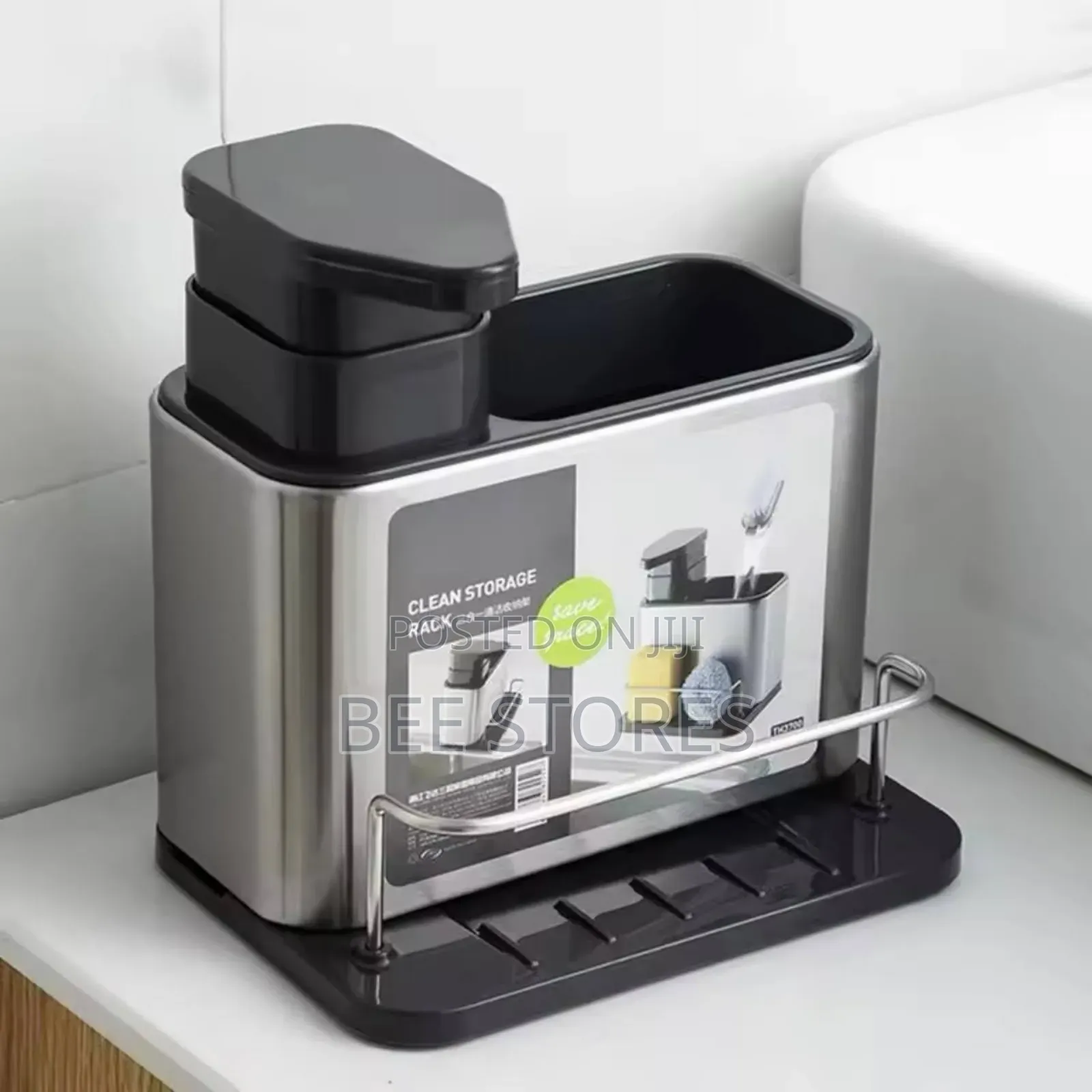 Sink Tidy Clean Storage Rack Sponge Holder Soap Dispenser