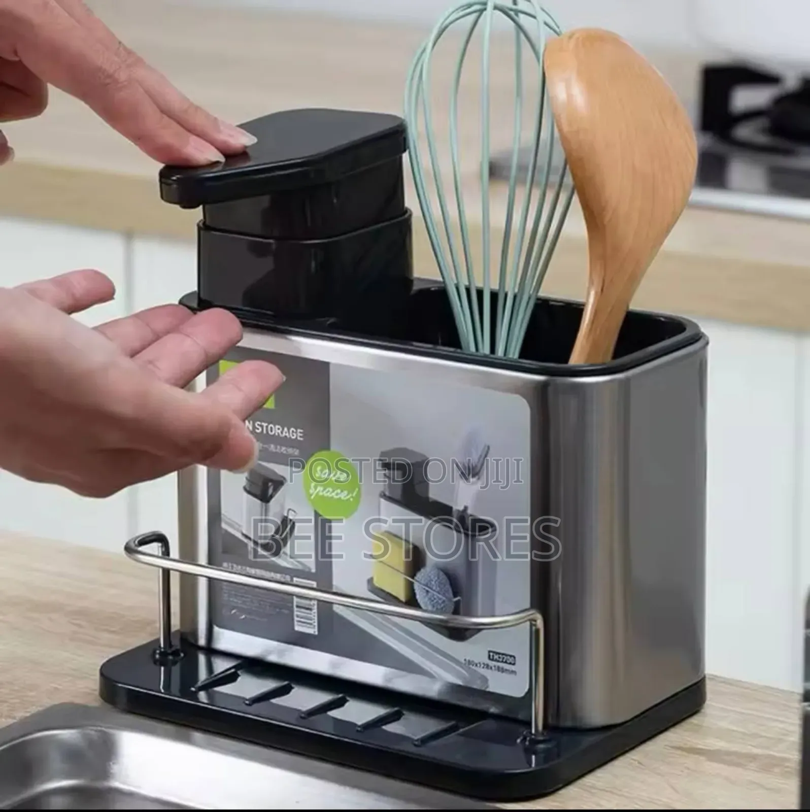 Sink Tidy Clean Storage Rack Sponge Holder Soap Dispenser
