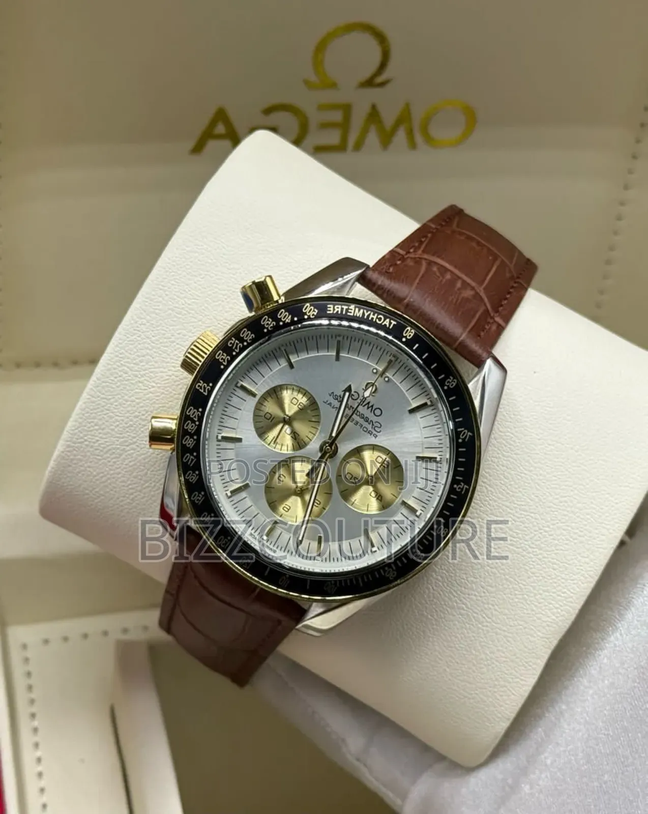 Original Omega Brown Genuine Leather Strap Watch