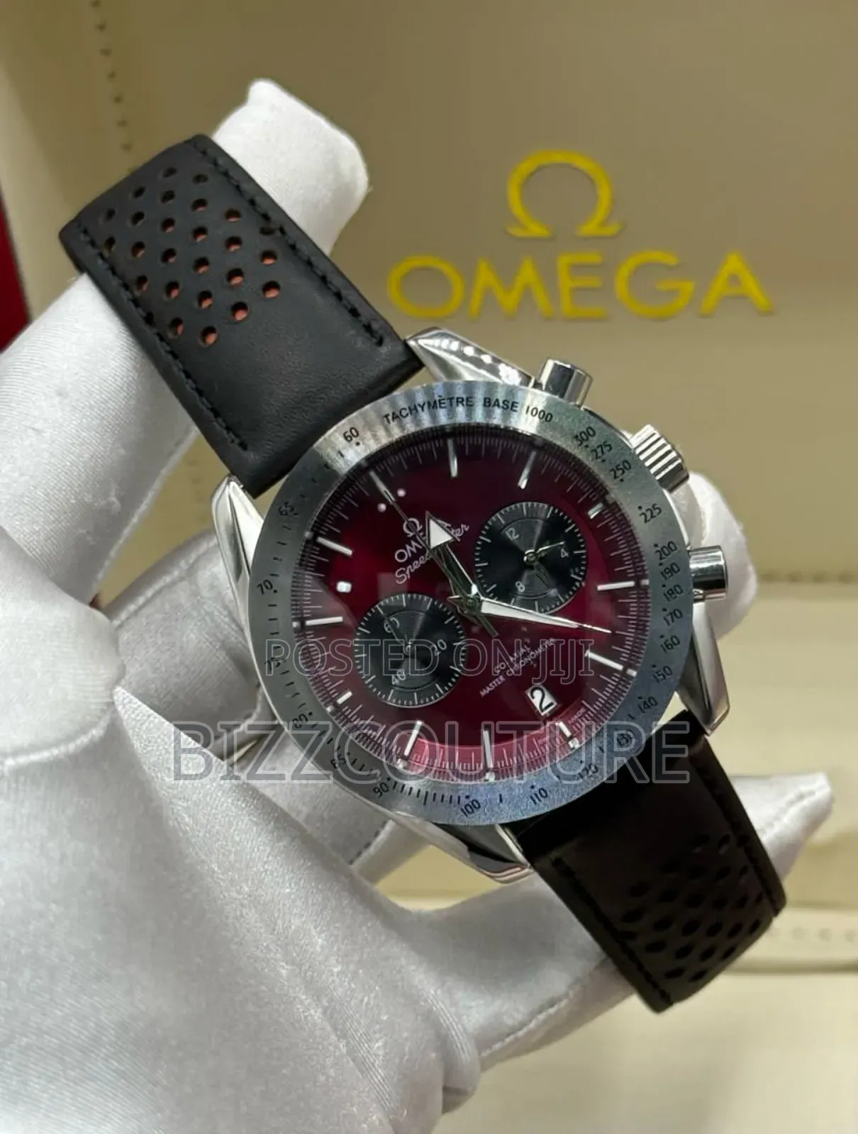 Original Omega Black Genuine Leather Strap Watch