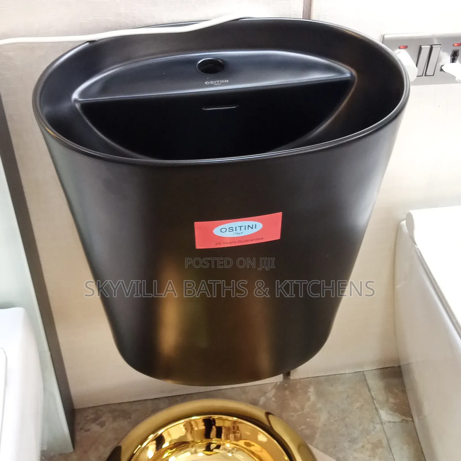 30cm Black Wall Hung Basin