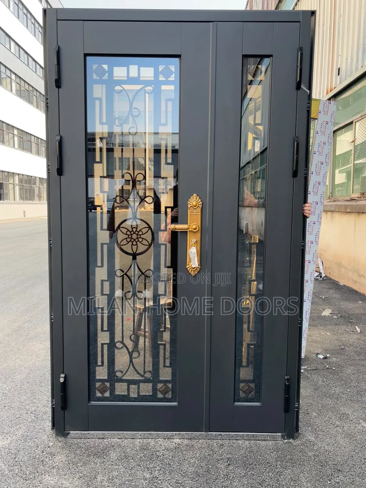 Gray 4ft by 7ft Front/Ante Room Copper Glass Door