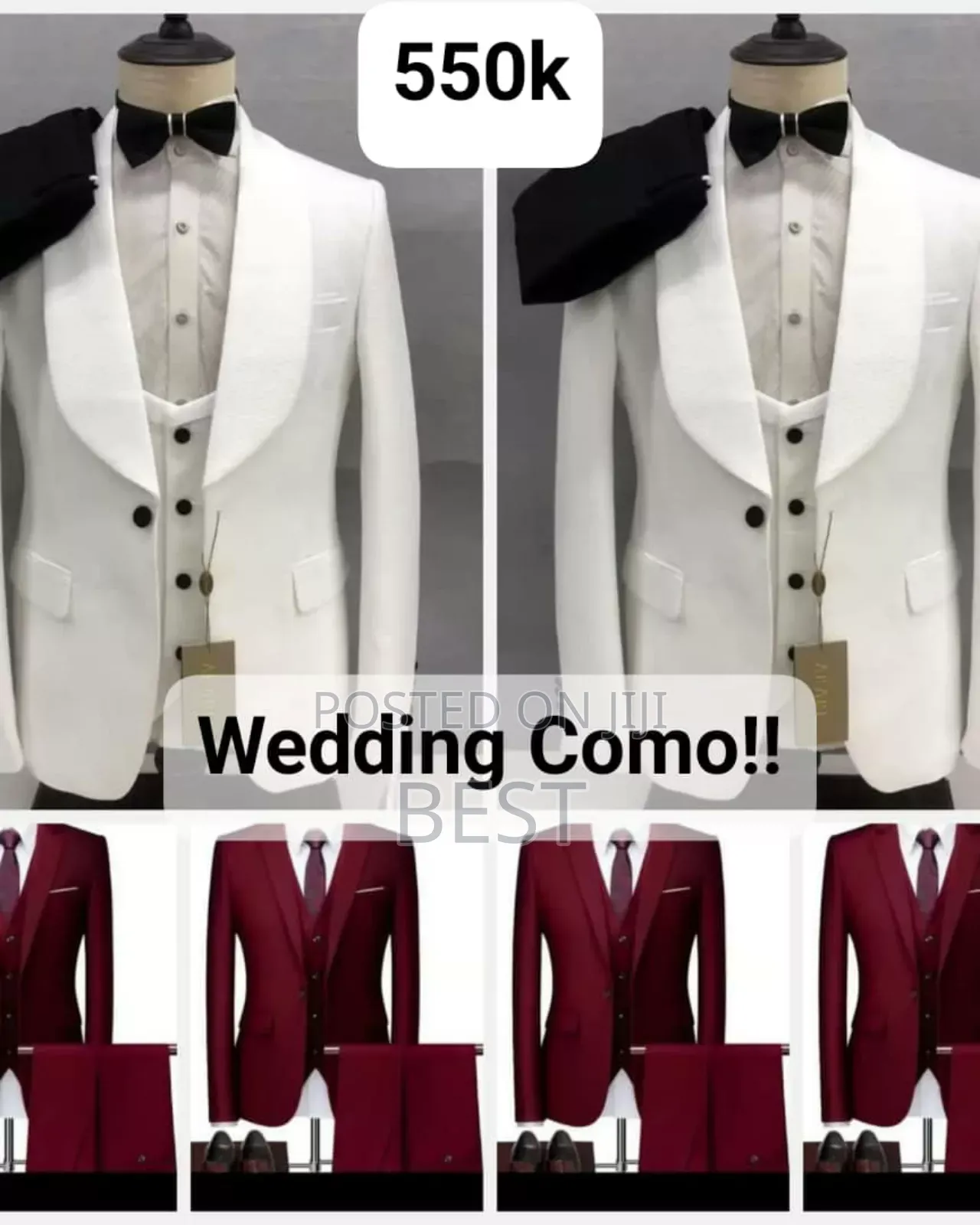 Wedding Comos! 6 Set of 3pis Suits 6 Shirts 6 Set of Ties