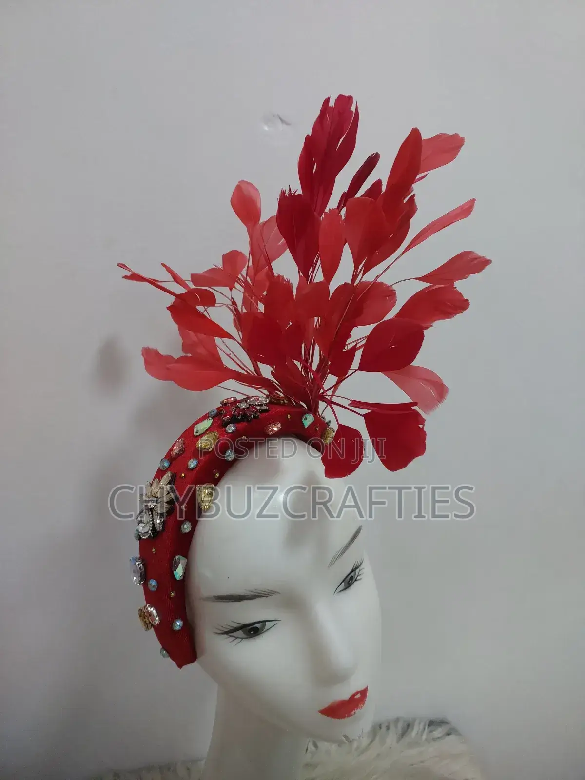 Red Embellished With Feathers
