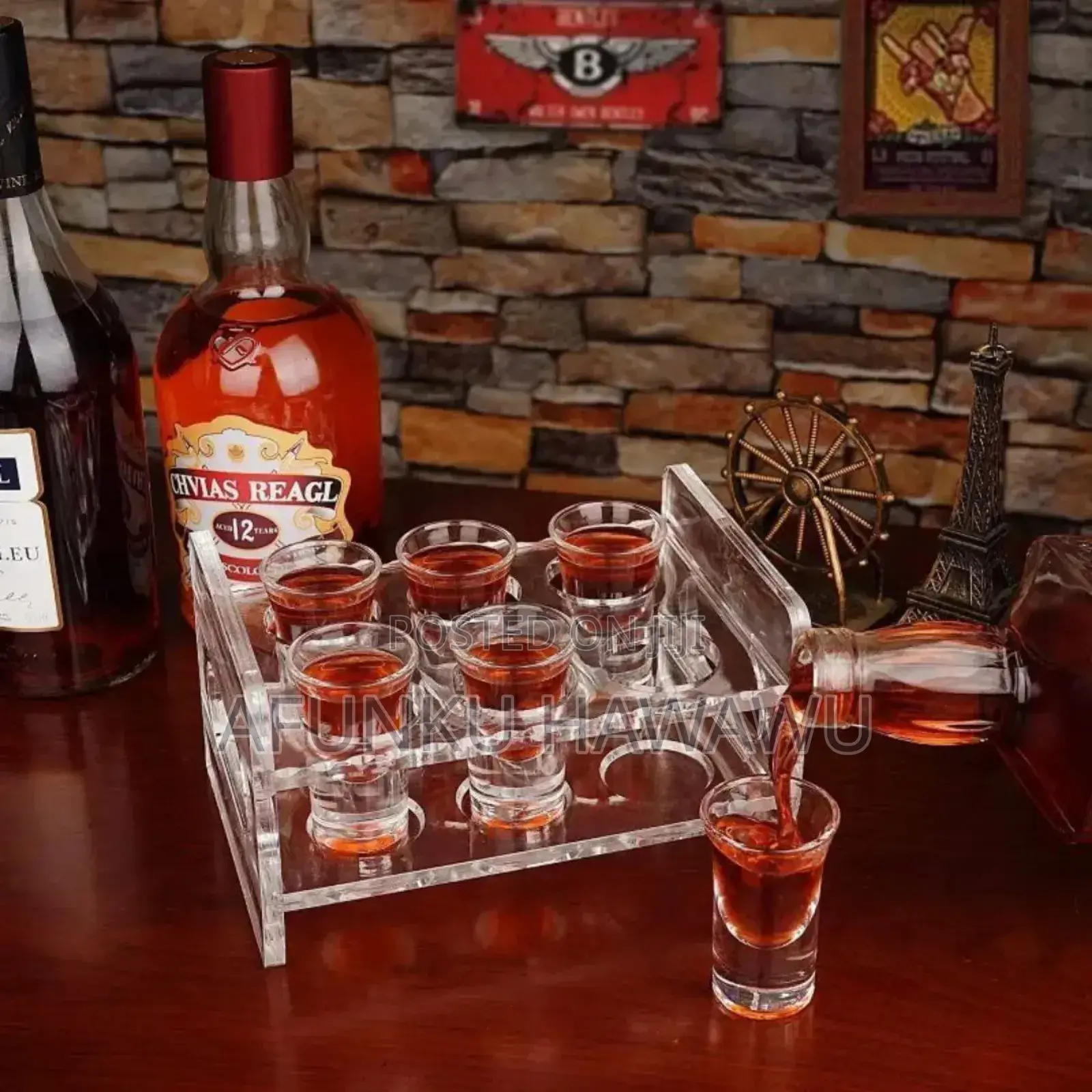 Quality Acrylic 6holes Tequila Rack With Side Handle
