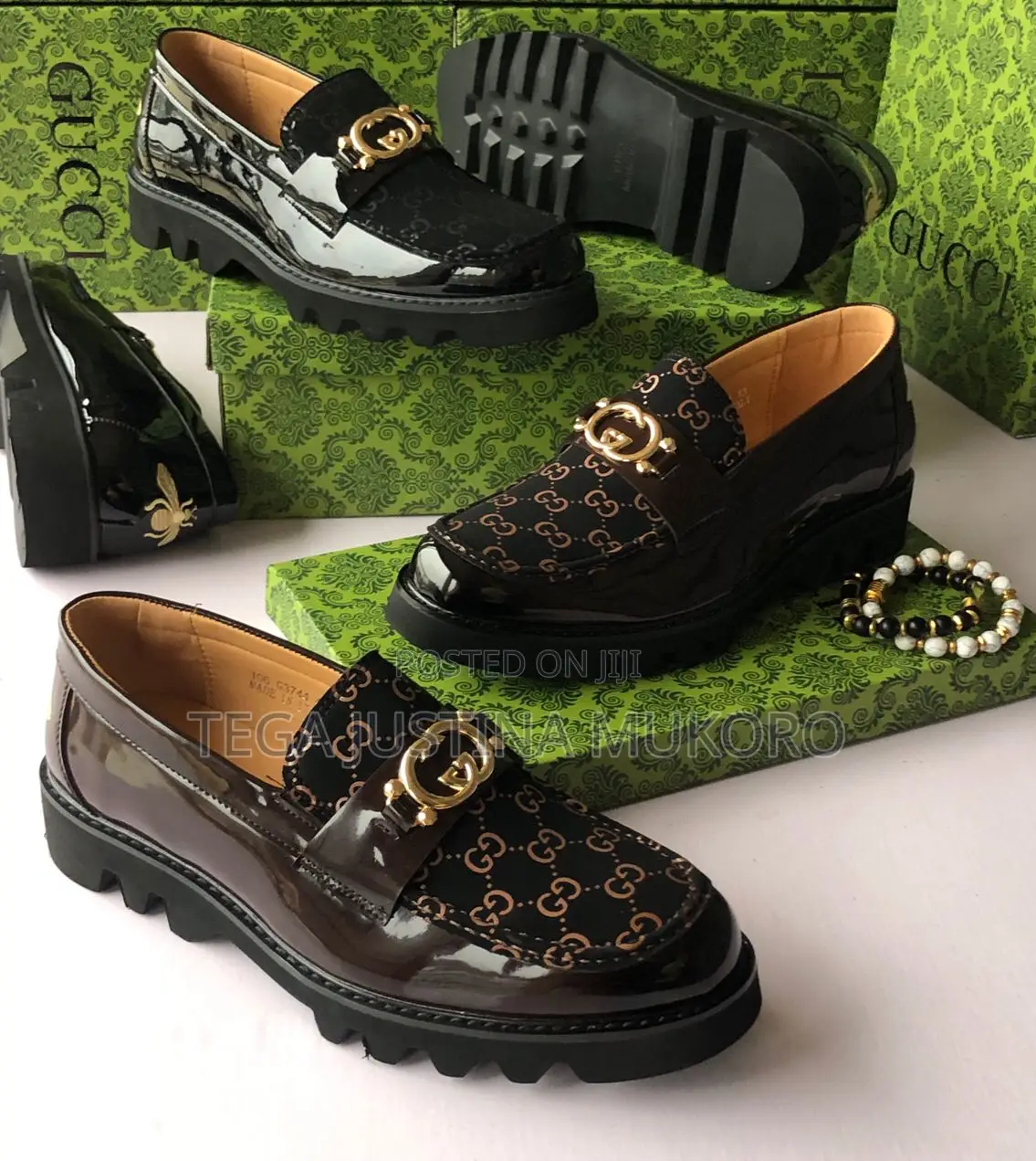 New Gucci Black and Coffee Footwear