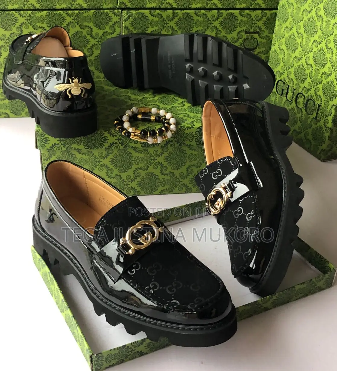 New Gucci Black and Coffee Footwear