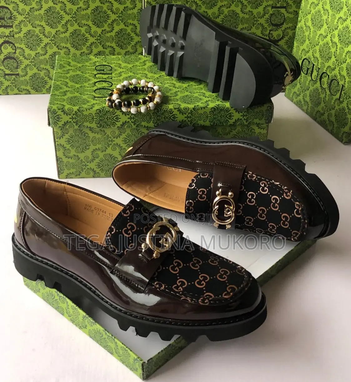 New Gucci Black and Coffee Footwear