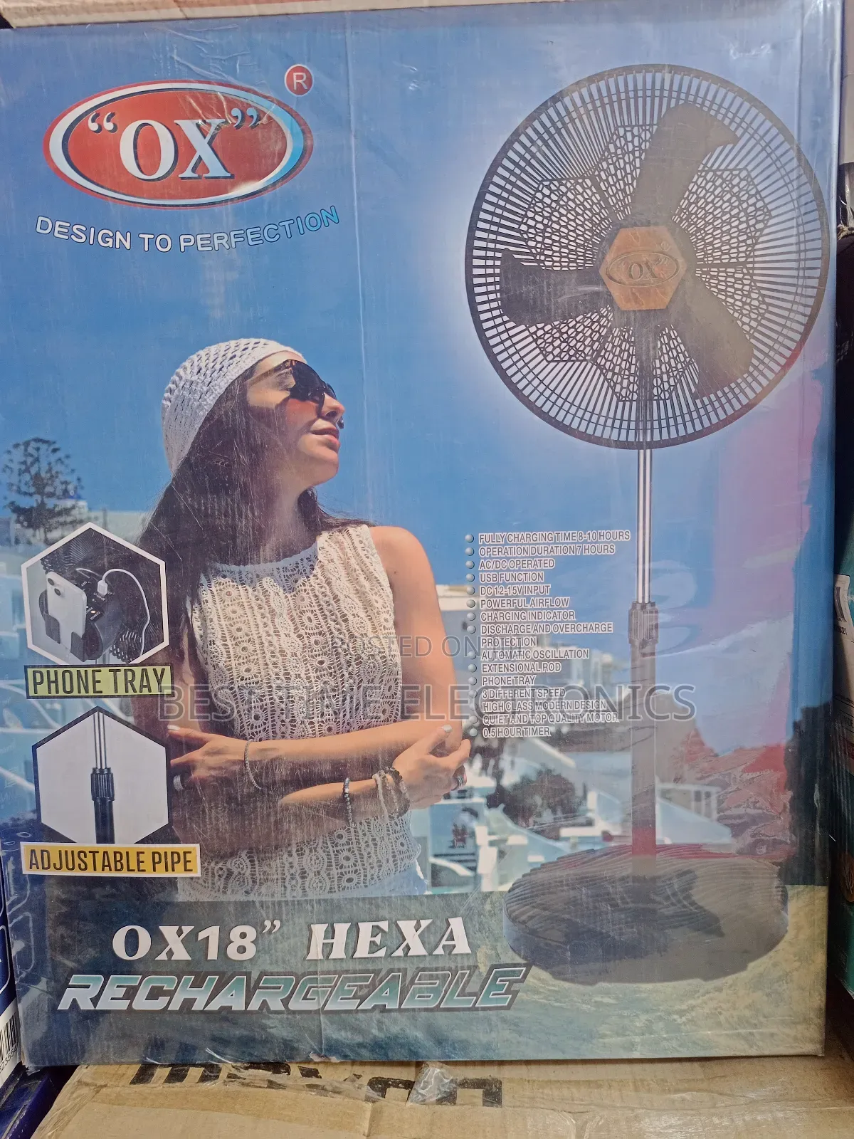 18" Ox Hexa Rechargeable Stand Fan