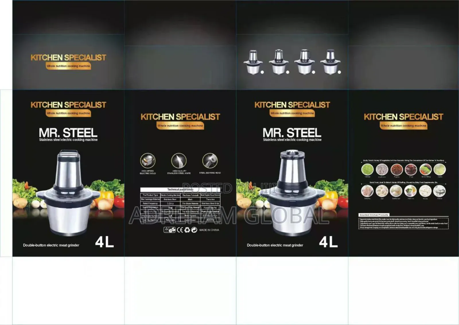 Mr, Steel 4 Liters Electric Yam Pounder