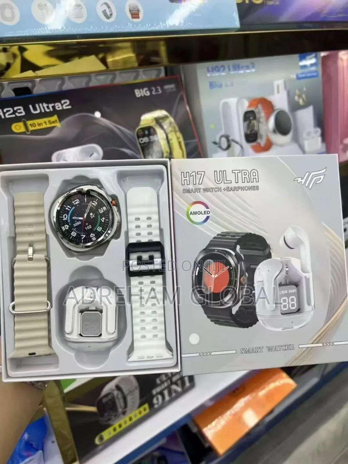 H17 Smart Watch Display Earpod 2 Straps