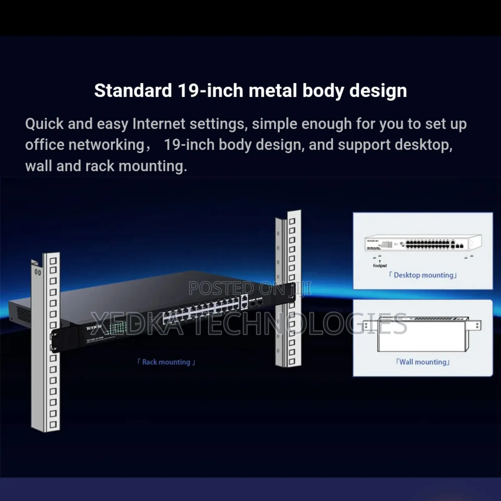 Tenda 24-Port Gigabit Poe and Switch +2ge/2sfp 410w