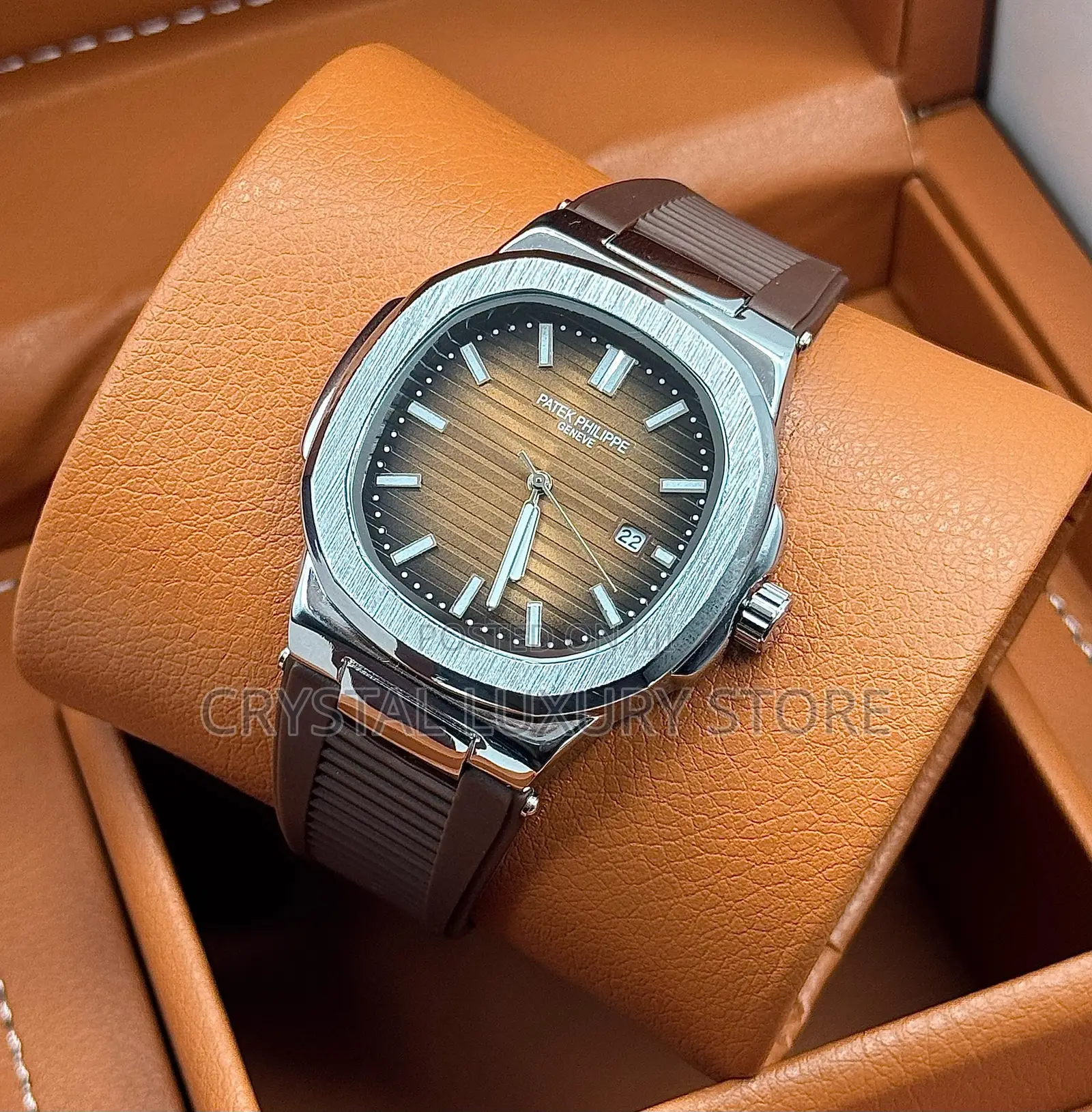 Patek Philippe Quality Luxury Men Rubber Strap Wristwatch