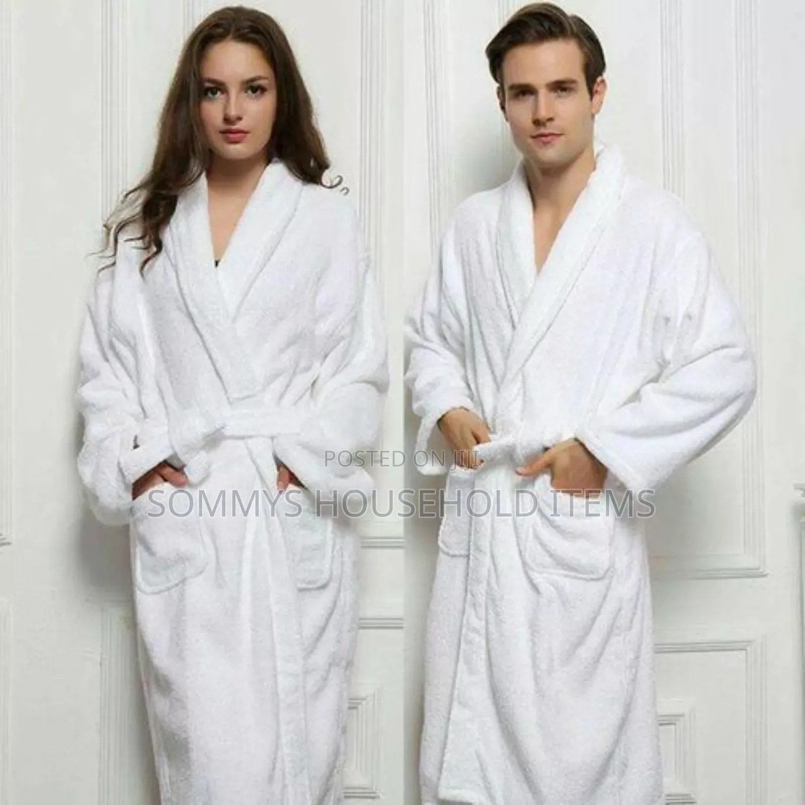 1pc Unisex Microfibre Bathrobe / White Bathrobe (One Size Ft