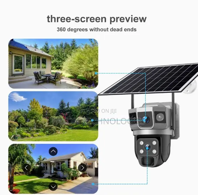 V380pro 4g or Wi-Fi Dual Lens Three View Solar Camera