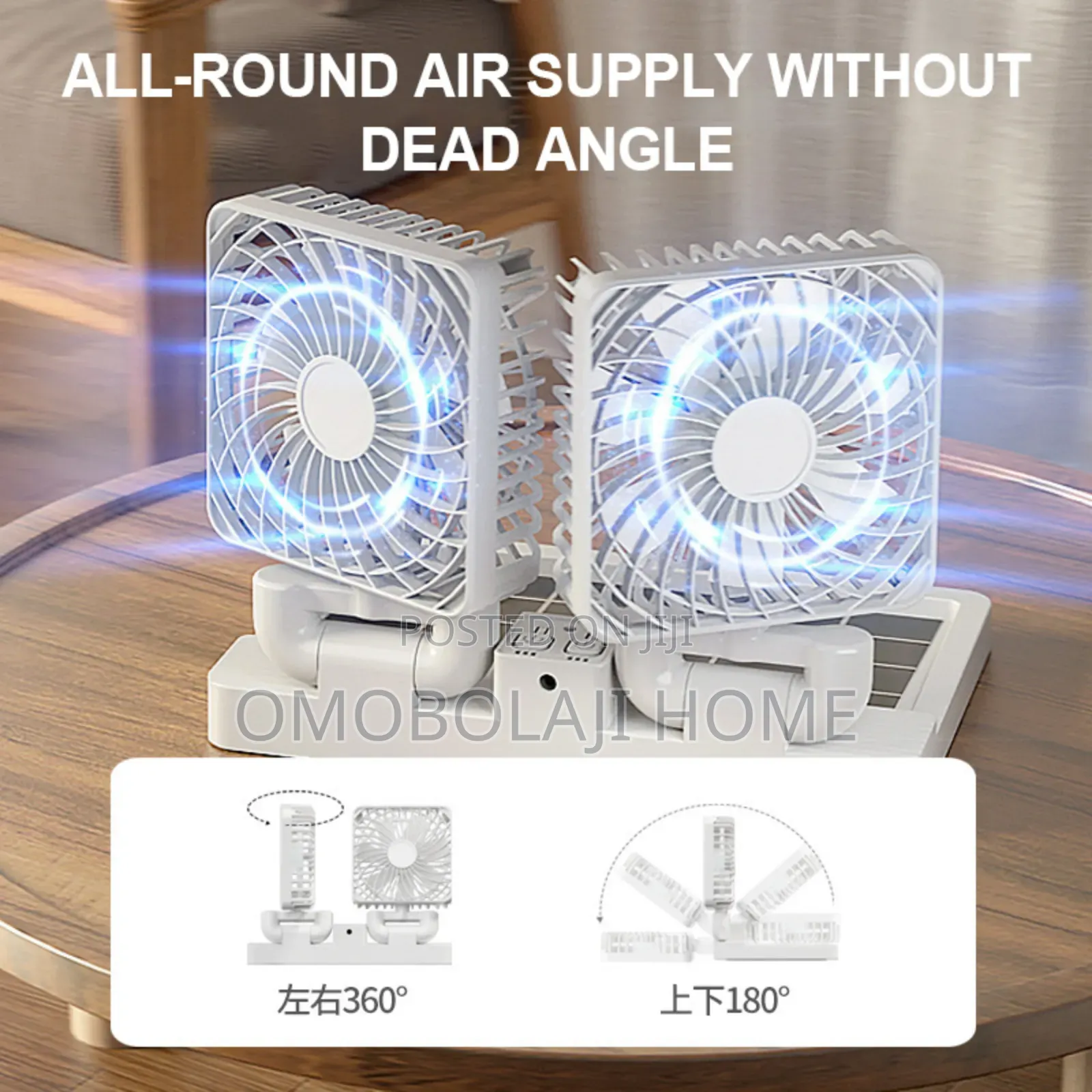 Double Head Rechargeable Solar Fan